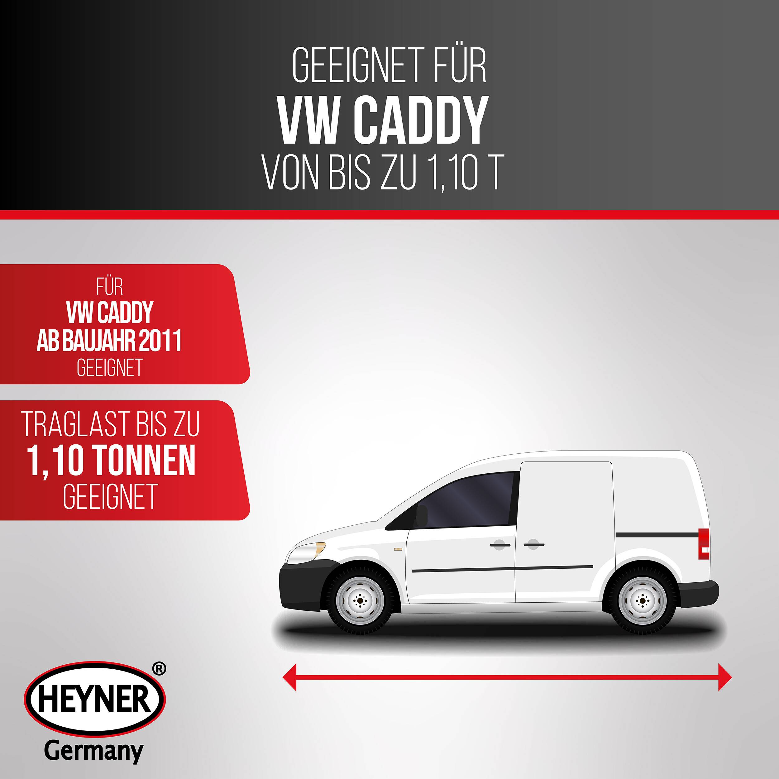 HEYNER® OEM Wagenheber Erstausrüsterqualität Scherenwagenheber VW Caddy - bis 1100 kg inkl. Tasche