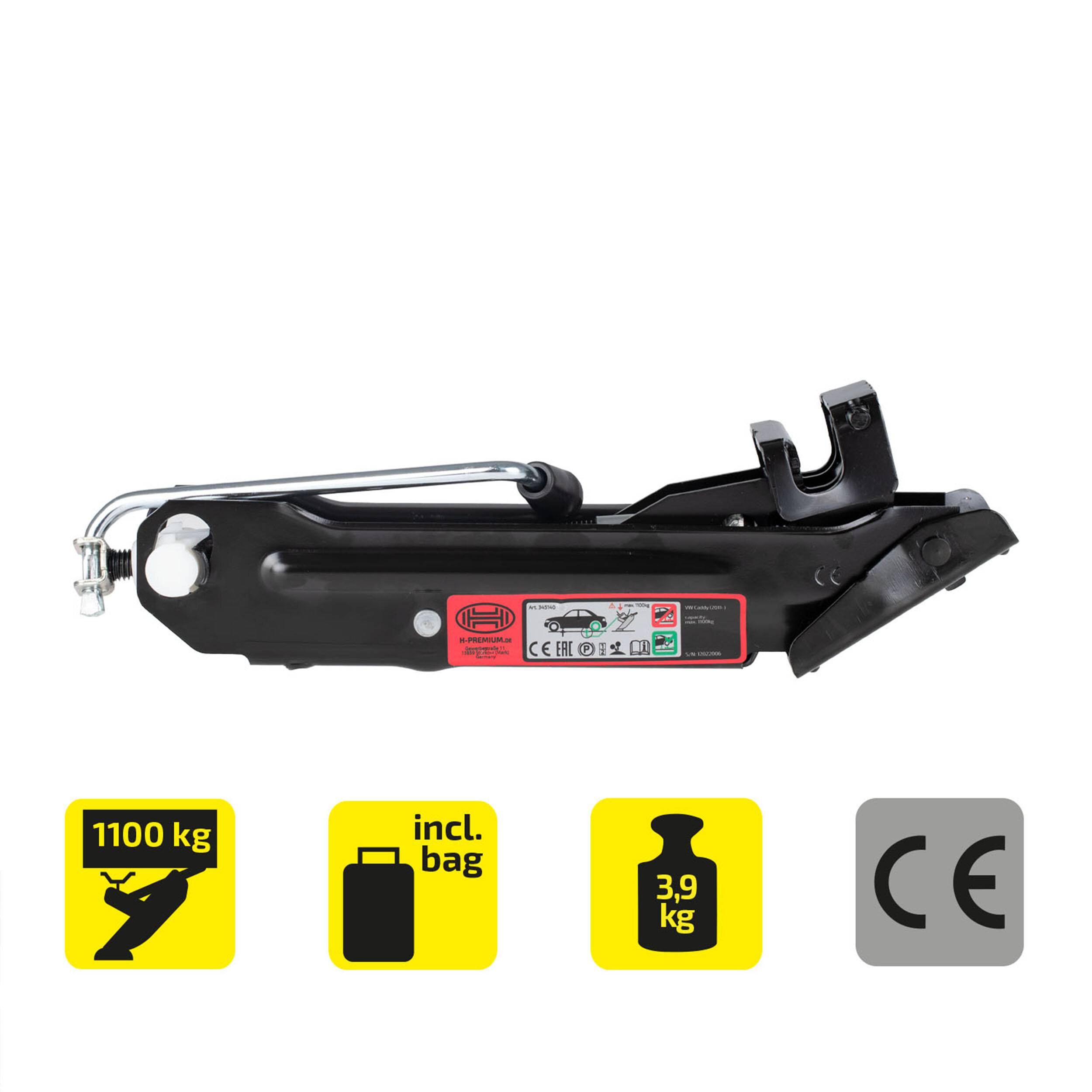 HEYNER® OEM Wagenheber Erstausrüsterqualität Scherenwagenheber VW Caddy - bis 1100 kg inkl. Tasche