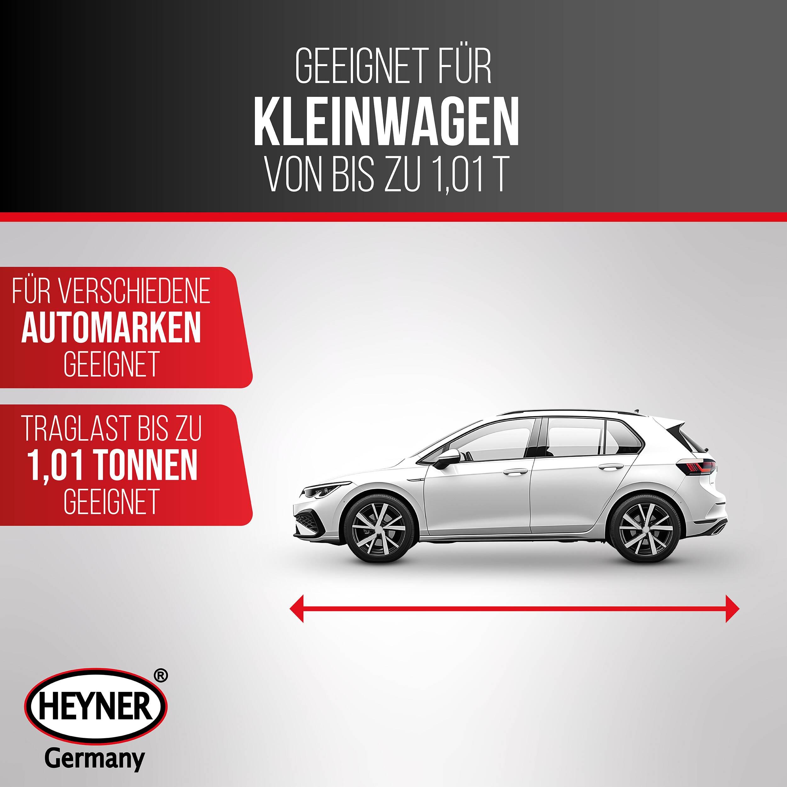 HEYNER® Wagenheber mit 1,01 t Tragkraft passend für Golf Leon Octavia A3 Scirocco Eos Jetta Altea Roomster Yeti,