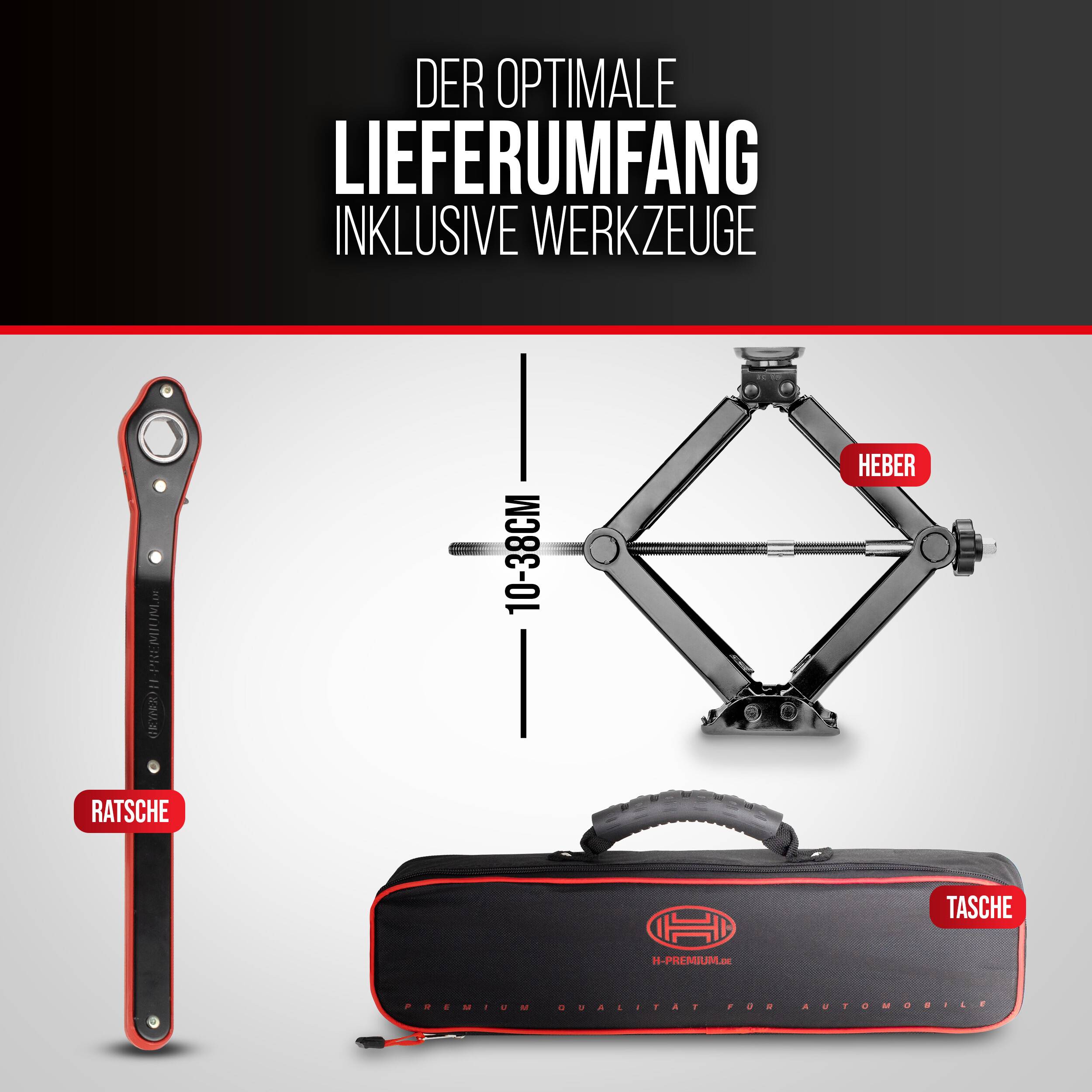 HEYNER® OEM Wagenheber Erstausrüsterqualität Scherenwagenheber Mercedes Vito/Viano/Metris/V-Klasse bis 1580 kg