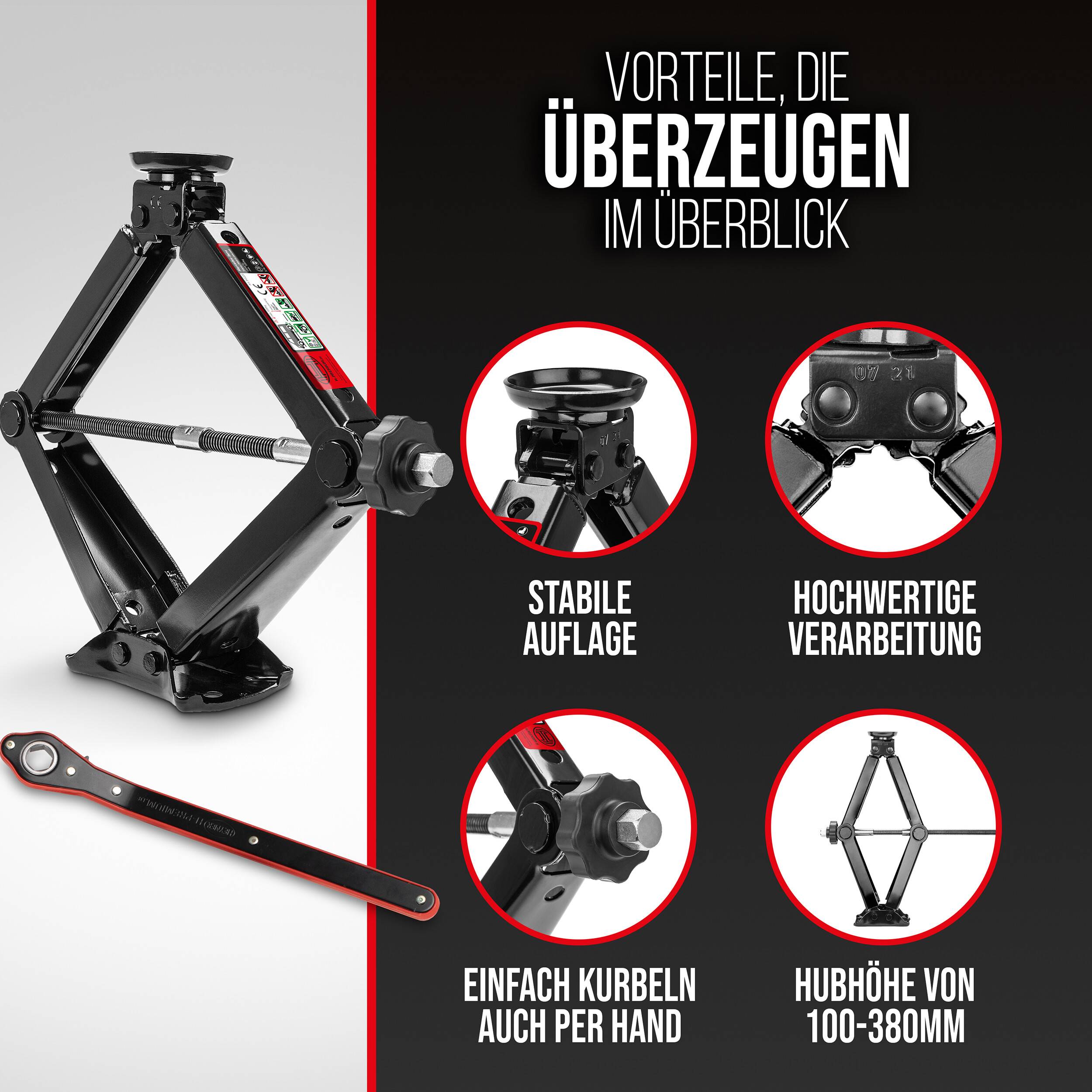 HEYNER® OEM Wagenheber Erstausrüsterqualität Scherenwagenheber Mercedes Vito/Metris bis 1580 kg