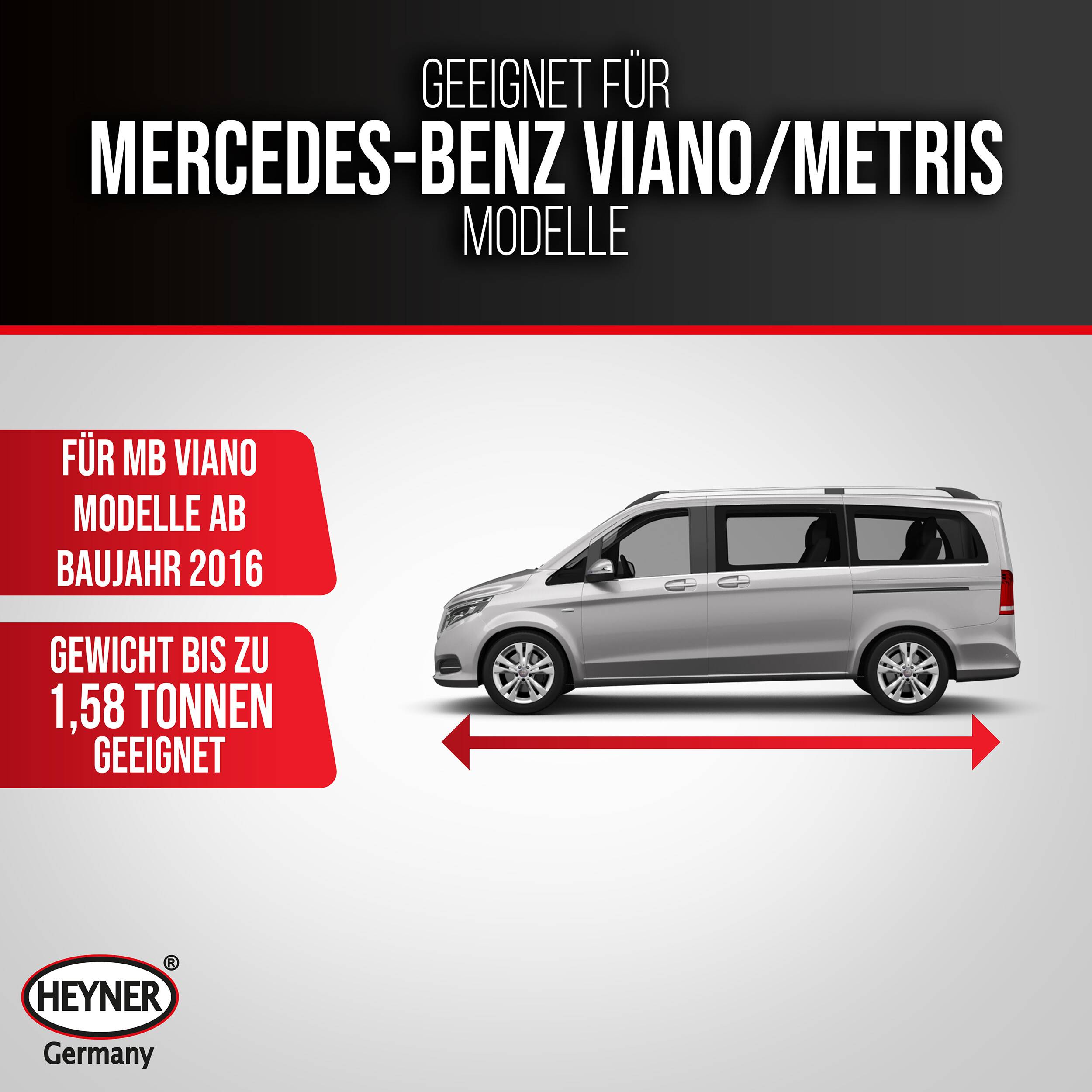HEYNER® OEM Wagenheber Erstausrüsterqualität Scherenwagenheber Mercedes Vito/Metris bis 1580 kg