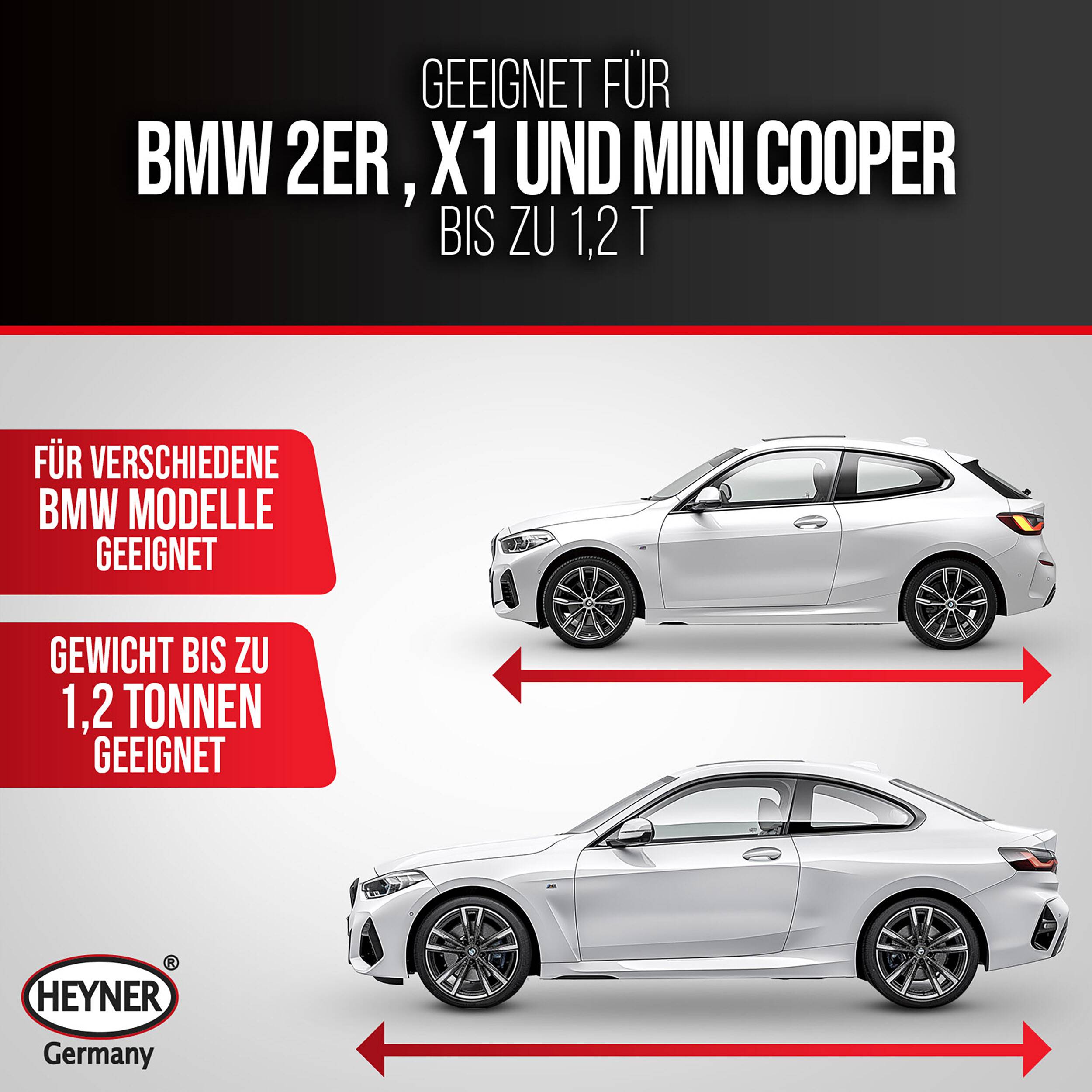 Geeignet für BMW 2er, X1 und Mini Cooper und bis zu 1,2 Tonnen.