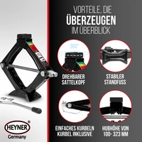 HEYNER® Scherenwagenheber, Wagenheber mit Kurbel und Gummiauflage, 0,8t für Anhänger/PKW - mit Tasche HEYNER® Scherenwagenheber, Wagenheber mit Kurbel und Gummiauflage, 0,8t für Anhänger/PKW - mit Tasche
