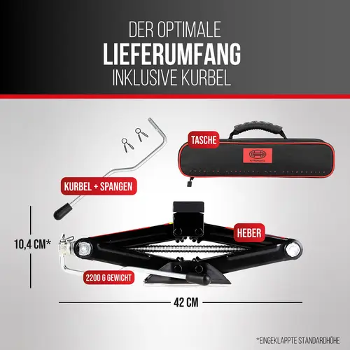 HEYNER® Scherenwagenheber, Wagenheber mit Kurbel und Gummiauflage, 1,5t für SUV/PKW - mit Tasche HEYNER® Scherenwagenheber, Wagenheber mit Kurbel und Gummiauflage, 1,5t für SUV/PKW - mit Tasche