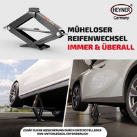 HEYNER® Wagenheber Scherenwagenheber mit Ratsche Verlängerung Kurbel und Gummiauflage 2t inkl. Tasche HEYNER® Wagenheber Scherenwagenheber mit Ratsche Verlängerung Kurbel und Gummiauflage 2t inkl. Tasche
