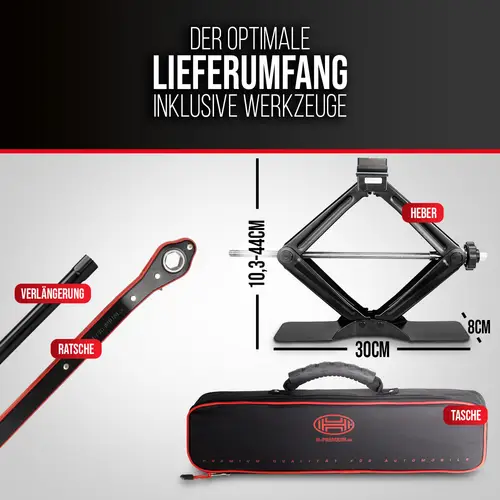 HEYNER® Scherenwagenheber 2t mit Ratsche für Wagenheber inkl. Tasche und Gummiauflage, passend für BMW HEYNER® Scherenwagenheber 2t mit Ratsche für Wagenheber inkl. Tasche und Gummiauflage, passend für BMW
