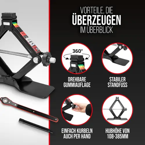 HEYNER® Scherenwagenheber 1,5 t mit Ratsche für Wagenheber inkl. Tasche und Gummiauflage, passend für BMW HEYNER® Scherenwagenheber 1,5 t mit Ratsche für Wagenheber inkl. Tasche und Gummiauflage, passend für BMW