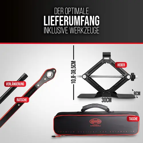 HEYNER® Scherenwagenheber 1,5 t mit Ratsche für Wagenheber inkl. Tasche und Gummiauflage, passend für BMW HEYNER® Scherenwagenheber 1,5 t mit Ratsche für Wagenheber inkl. Tasche und Gummiauflage, passend für BMW