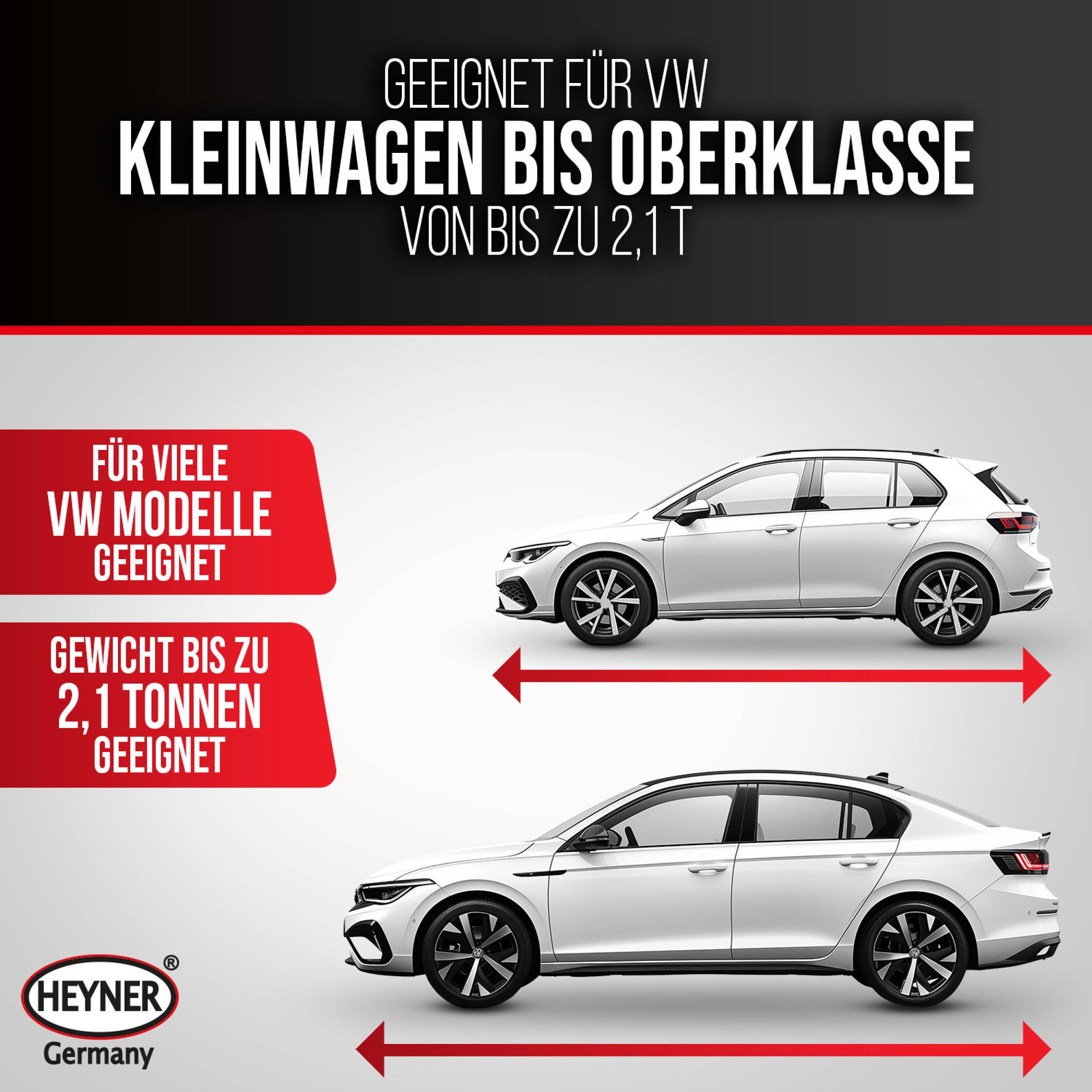 HEYNER® Scherenwagenheber 1,5 t mit Ratsche für Wagenheber inkl. Tasche und Gummiauflage, passend für VW, Seat, Skoda