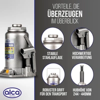 alca® Wagenheber Unterstellheber hydraulischer 20t Stempel-Wagenheber für LKW/PKW Hubhöhe 24,4-44,9cm alca® Wagenheber Unterstellheber hydraulischer 20t Stempel-Wagenheber für LKW/PKW Hubhöhe 24,4-44,9cm