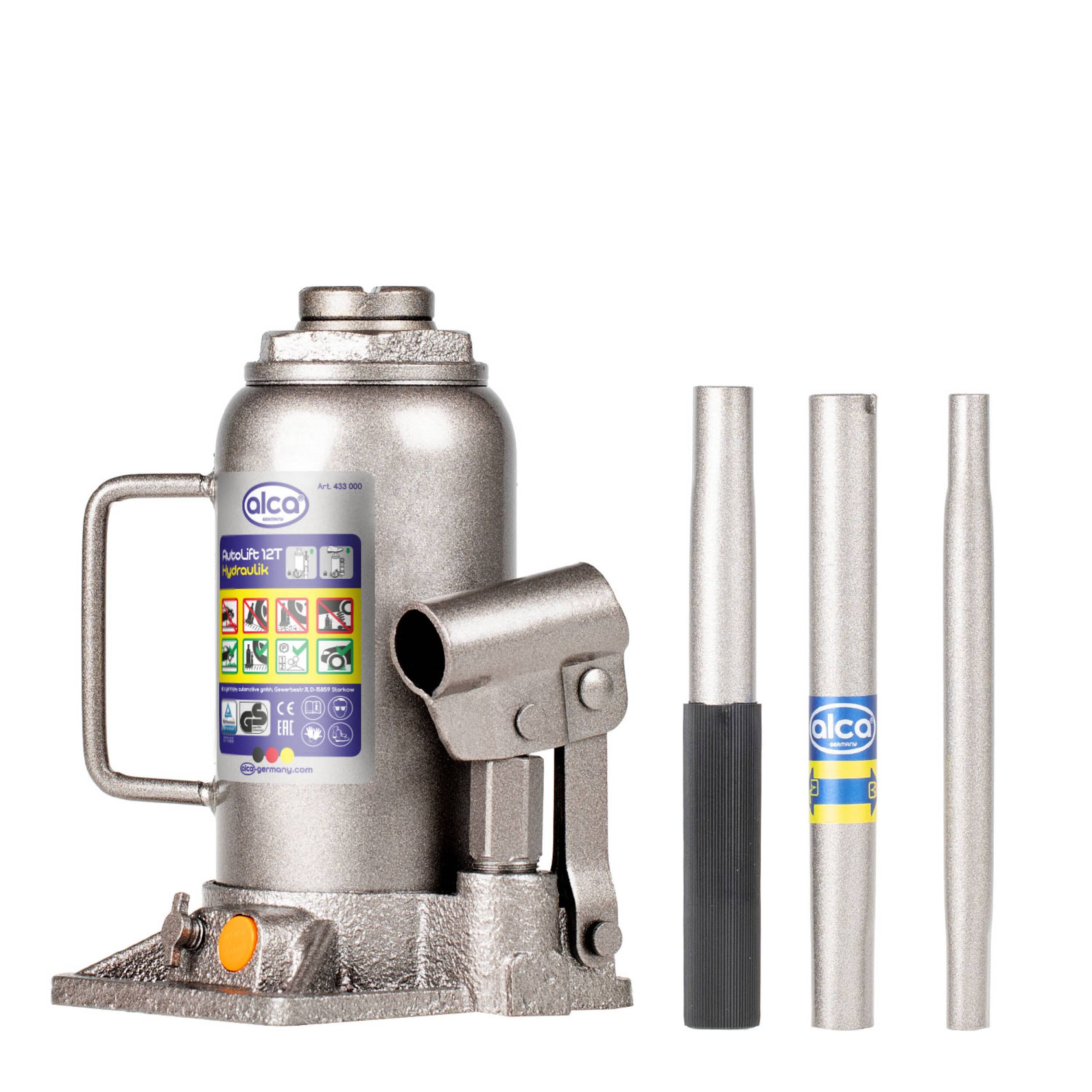 alca® Wagenheber Unterstellheber hydraulischer 12t Stempel-Wagenheber für SUV/PKW Hubhöhe 21,5-40cm