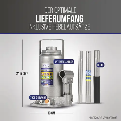 alca® Wagenheber hydraulisch Unterstellheber 15t Stempel-Wagenheber für SUV/PKW Hubhöhe 22,5-42,5cm alca® Wagenheber hydraulisch Unterstellheber 15t Stempel-Wagenheber für SUV/PKW Hubhöhe 22,5-42,5cm