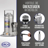 alca® Wagenheber hydraulisch Unterstellheber 15t Stempel-Wagenheber für SUV/PKW Hubhöhe 22,5-42,5cm alca® Wagenheber hydraulisch Unterstellheber 15t Stempel-Wagenheber für SUV/PKW Hubhöhe 22,5-42,5cm
