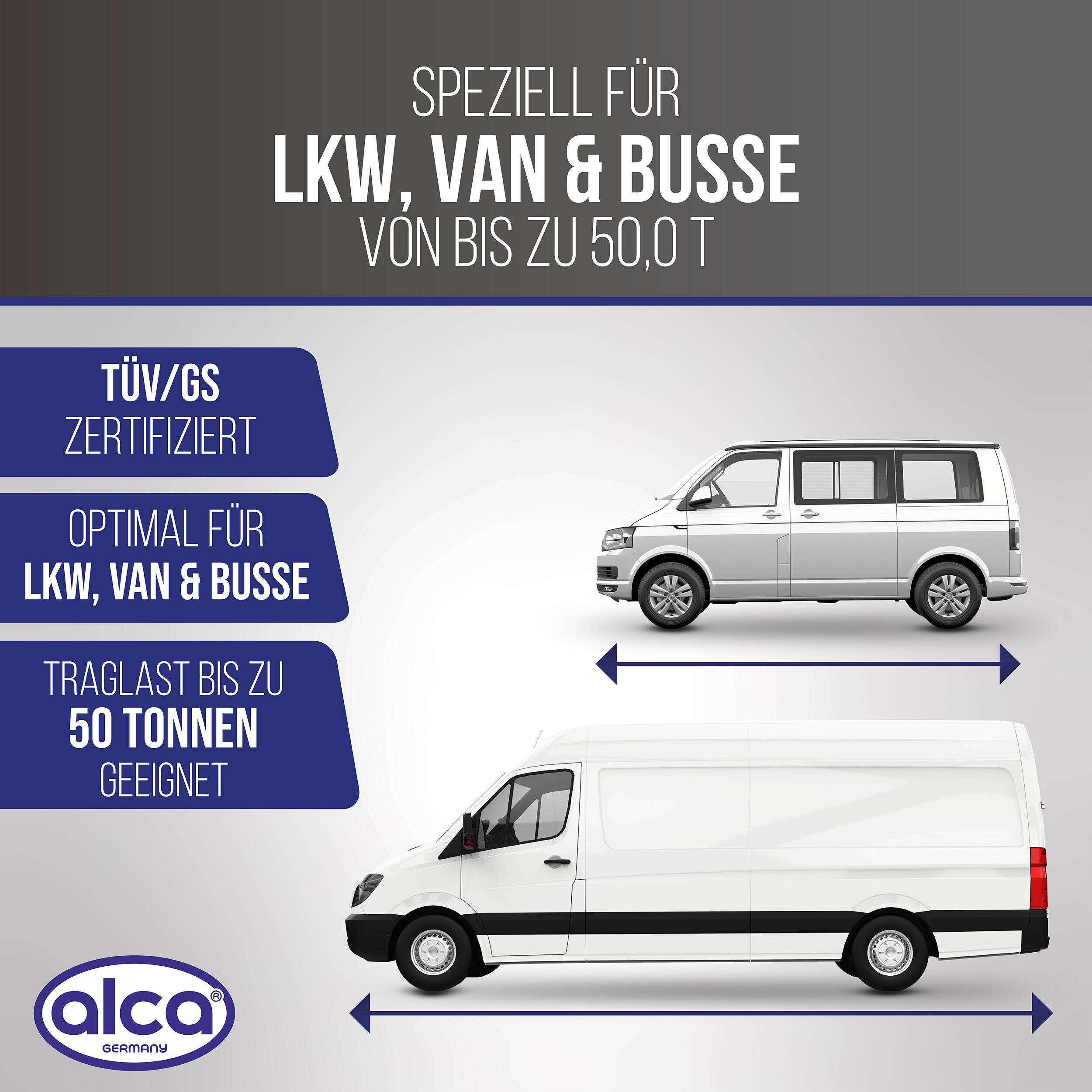 alca® Hydraulischer Wagenheber 50t I Stempelheber & Unterstellheber aus Stahl I für SUV, LKW, Landwirtschaft & Werkstatt
