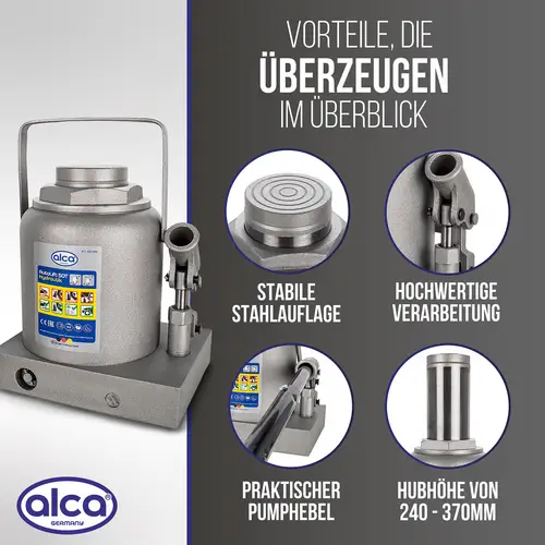 alca® Wagenheber Hydraulischer Stempelwagenheber Unterstellheber Stempel-Wagenheber aus Qualitätsstahl für alca® Wagenheber Hydraulischer Stempelwagenheber Unterstellheber Stempel-Wagenheber aus Qualitätsstahl für