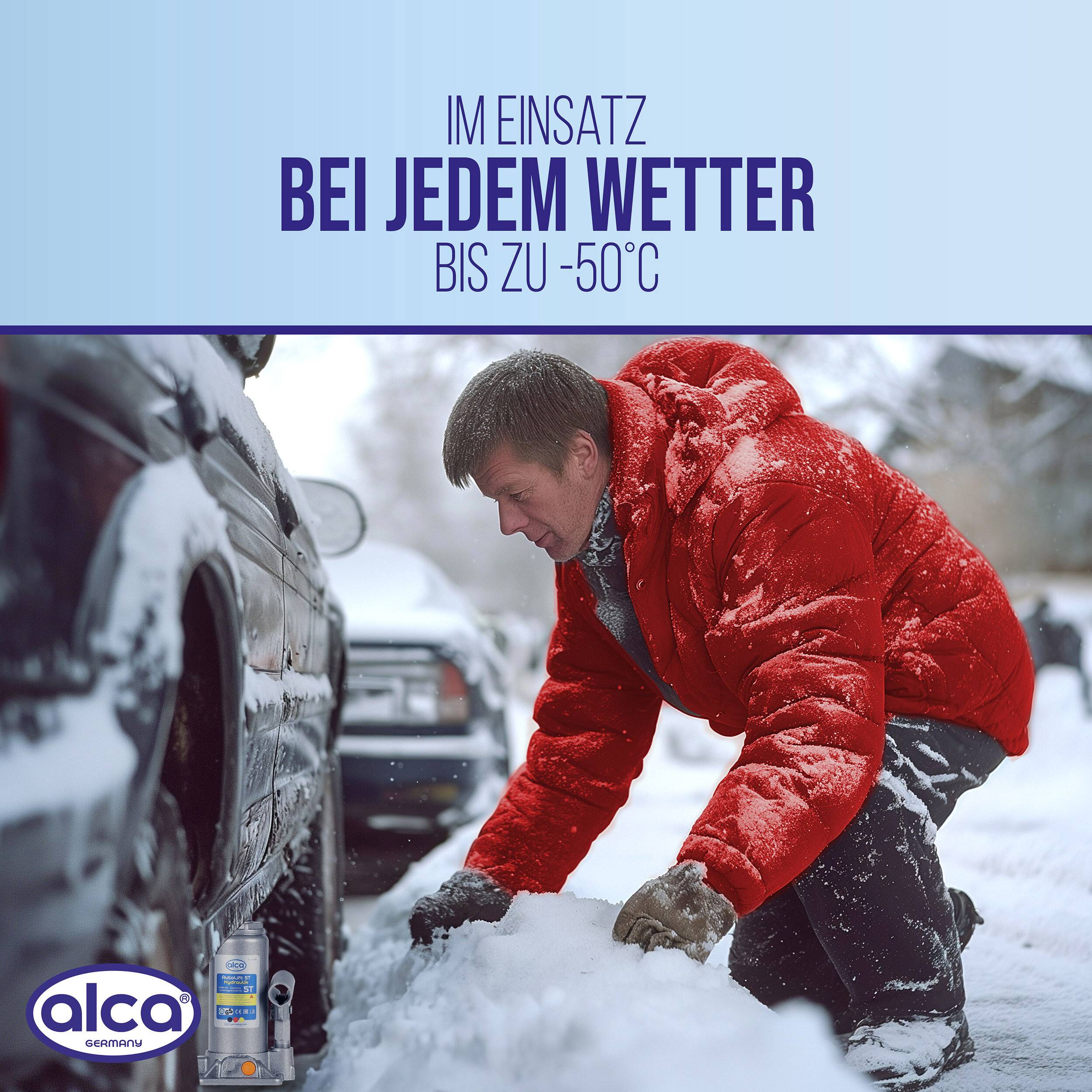 alca® Hydraulischer Wagenheber 2t I Stempelheber & Unterstellheber aus Stahl I für Auto, Motorrad, PKW & Werkstatt I