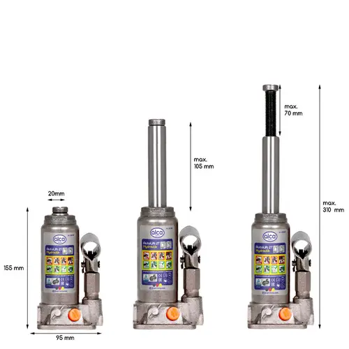 alca® Wagenheber hydraulisch Unterstellheber 2t Stempel-Wagenheber für PKW Hubhöhe 15,8-30,8cm alca® Wagenheber hydraulisch Unterstellheber 2t Stempel-Wagenheber für PKW Hubhöhe 15,8-30,8cm