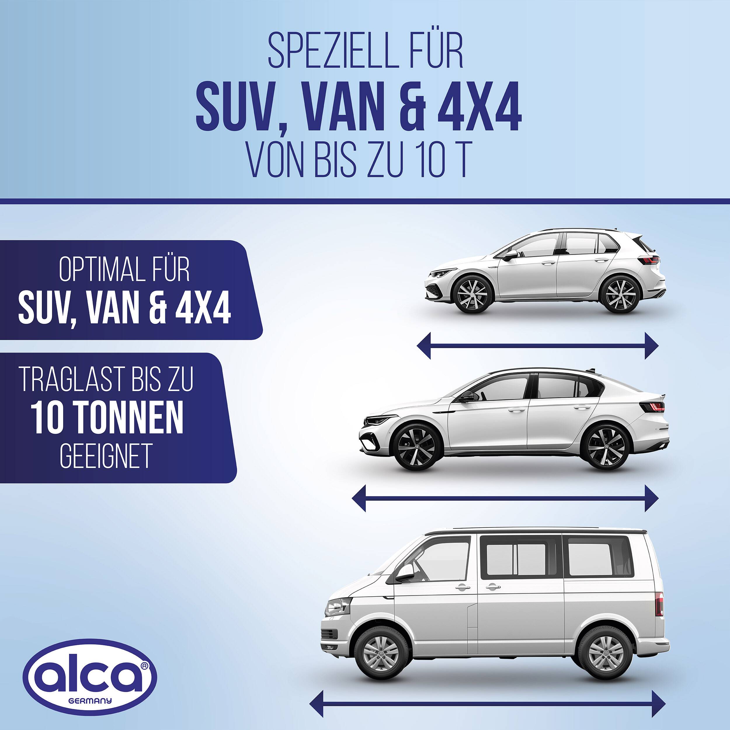 Werbeanzeige für ALCA Abschleppausrüstung: „Speziell für SUV, VAN & 4x4