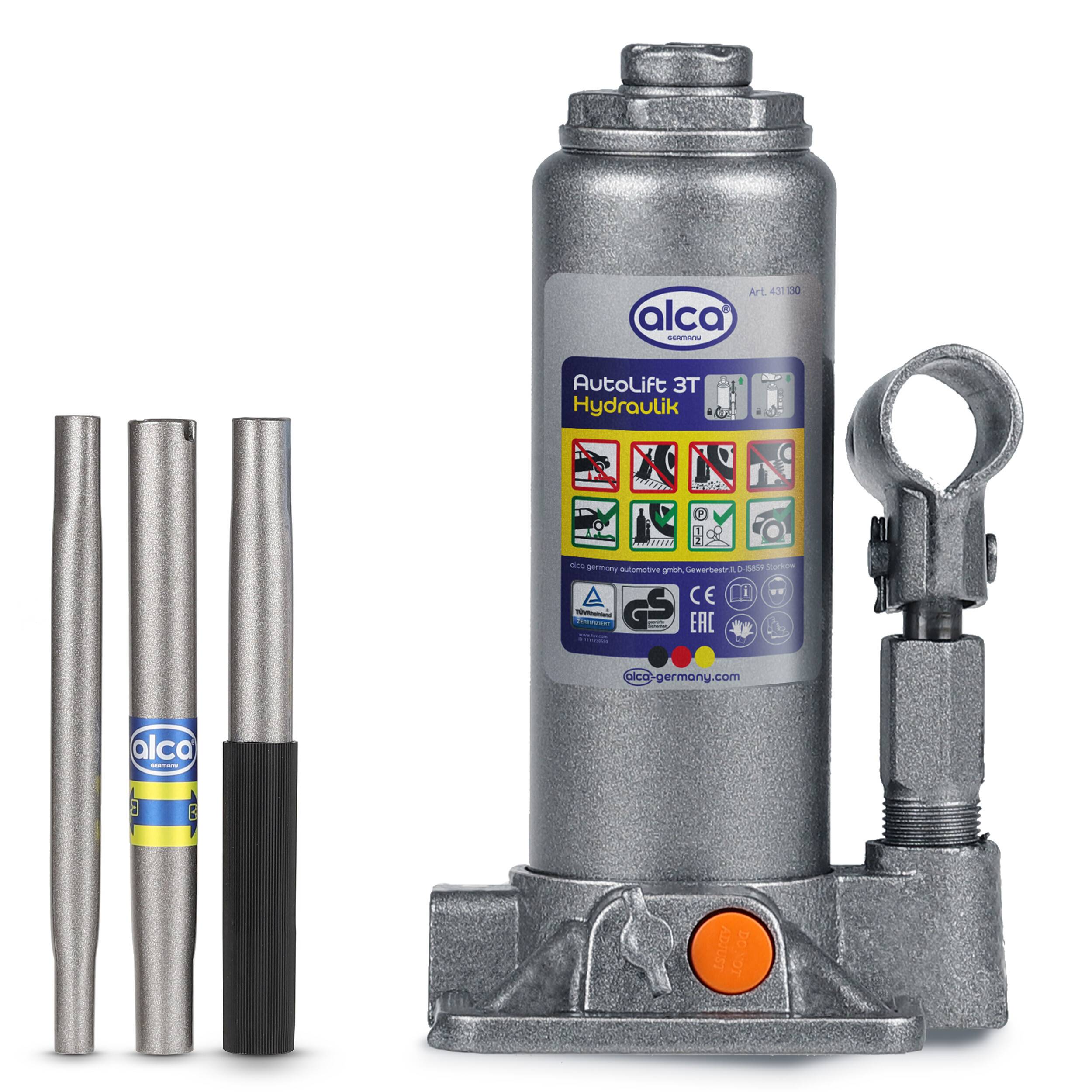 Ein Stahl-Hydraulikheber mit der Bezeichnung „AutoLift 3T