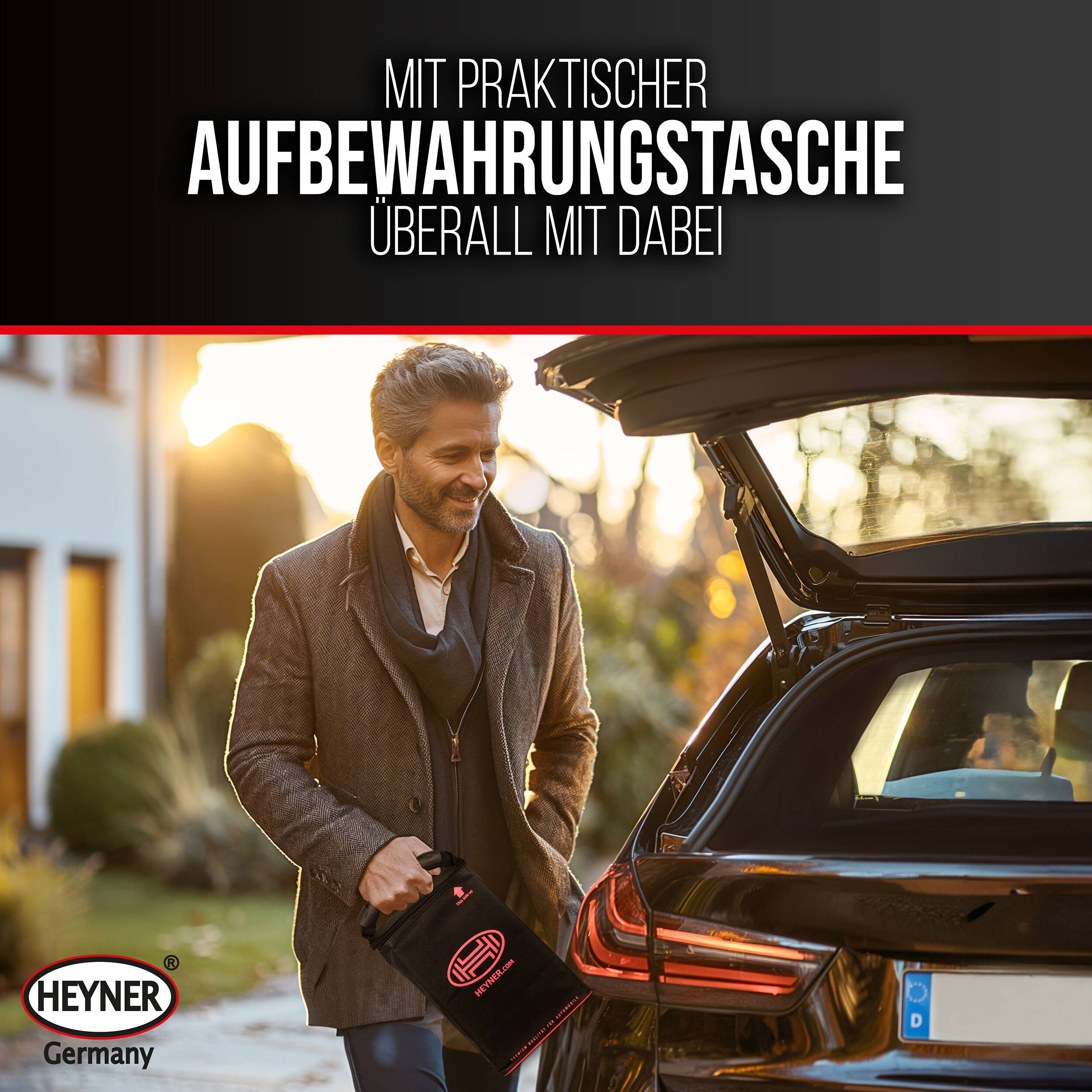 HEYNER® Hydraulischer Unterstellheber 2-stufig I DoubleLift 5t PRO I Stempelwagenheber aus Stahl I Hubhöhe 225–500 mm I