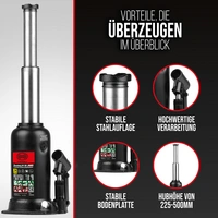 HEYNER® Doppelhub-Unterstellheber hydraulischer Wagenheber 5t Stempel-Wagenheber für SUV/PKW Hubhöhe 22,2-50cm HEYNER® Doppelhub-Unterstellheber hydraulischer Wagenheber 5t Stempel-Wagenheber für SUV/PKW Hubhöhe 22,2-50cm