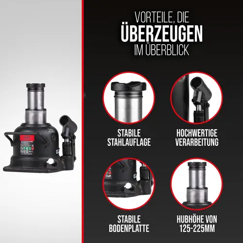 HEYNER® Wagenheber Doppelhub-Unterstellheber Flaschenwagenheber hydraulischer Stempelwagenheber 10t extra flach für HEYNER® Wagenheber Doppelhub-Unterstellheber Flaschenwagenheber hydraulischer Stempelwagenheber 10t extra flach für