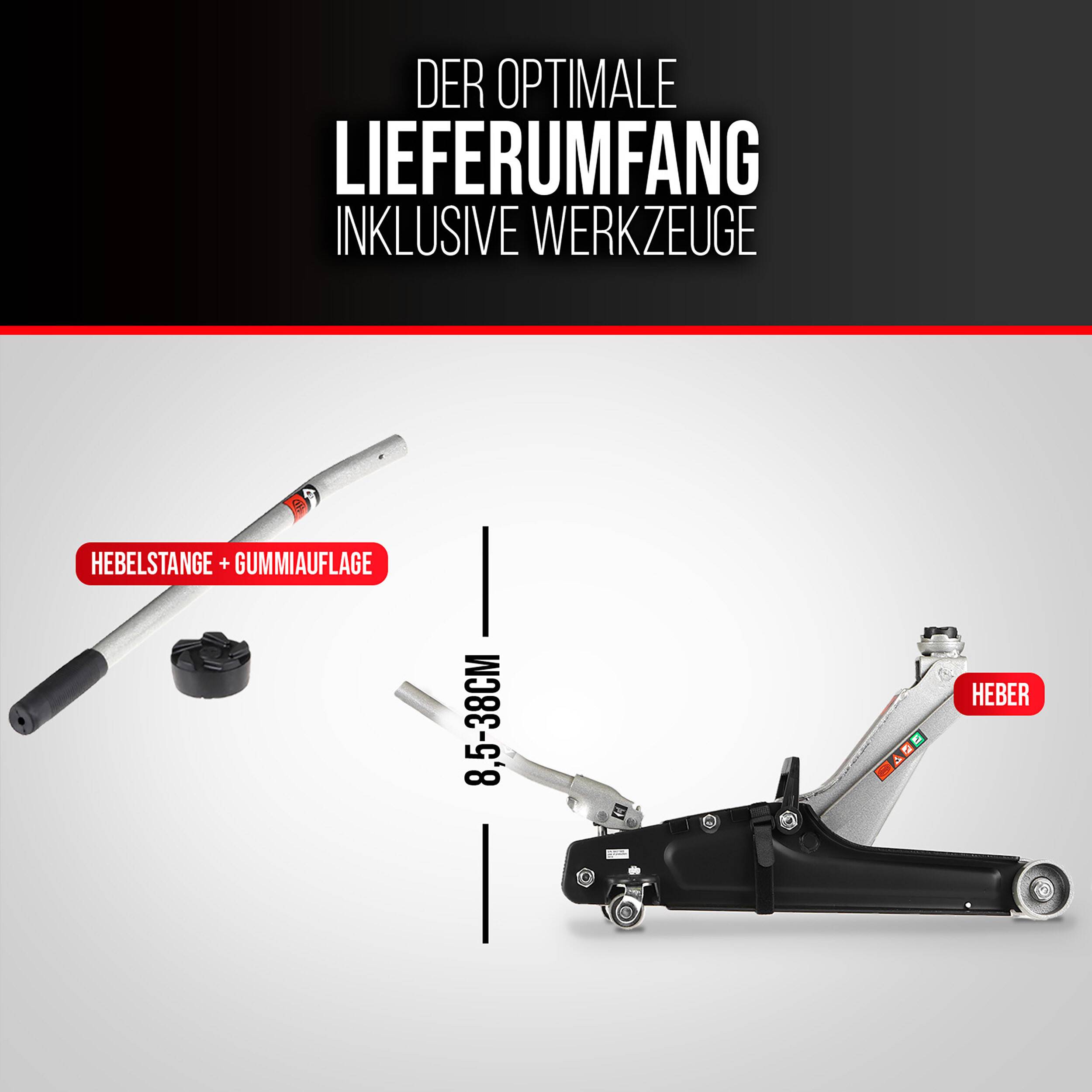 HEYNER® Rangierwagenheber Wagenheber Hydraulik + extra flach + 2,25t Kapazität + robuste Qualität + leichte Handhabung +