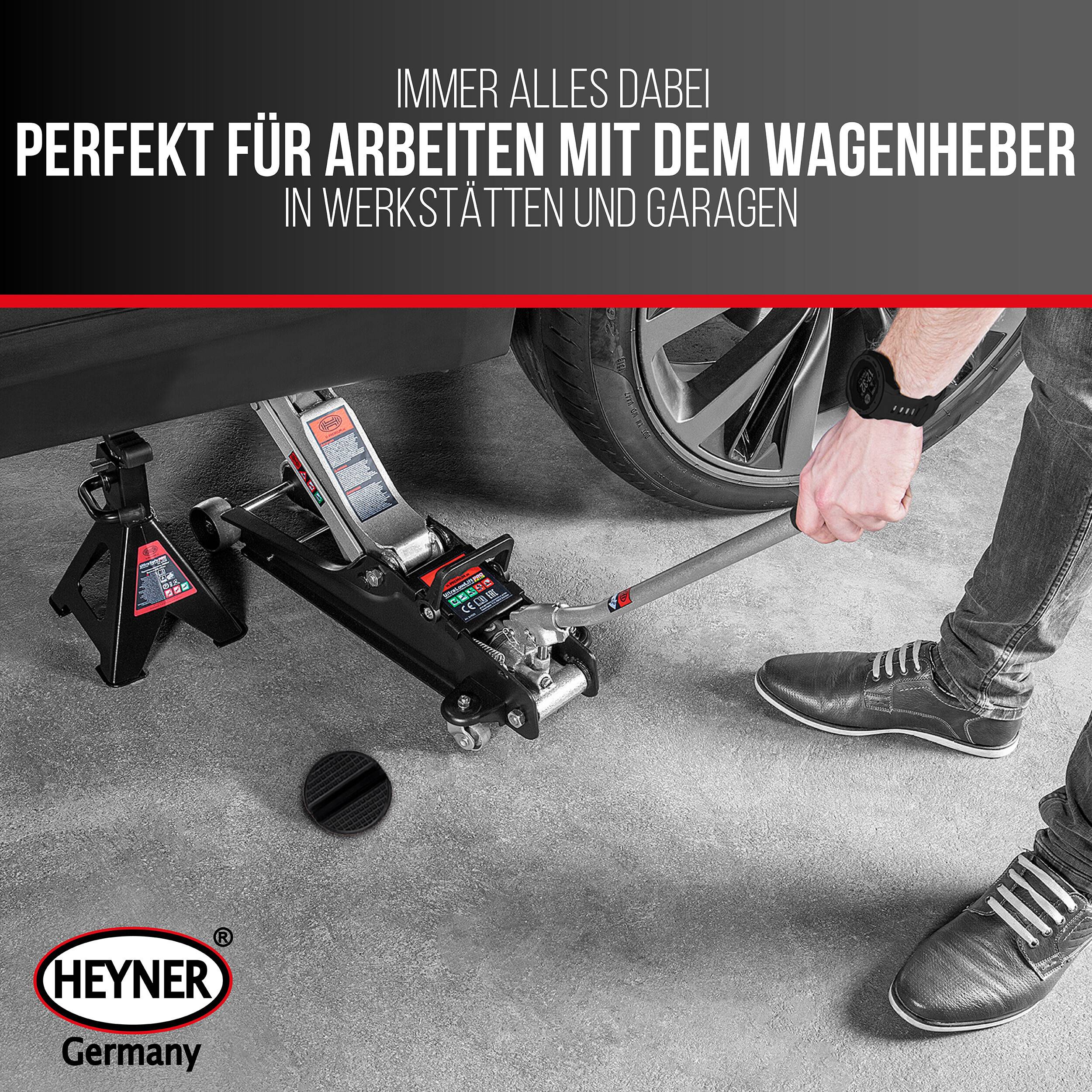 HEYNER® Gummiauflage Wagenheber I TrolleyPad PRO, rund, mit Schlitz für Schwellerfalz, rutschfest, lackschonend, Öl- und
