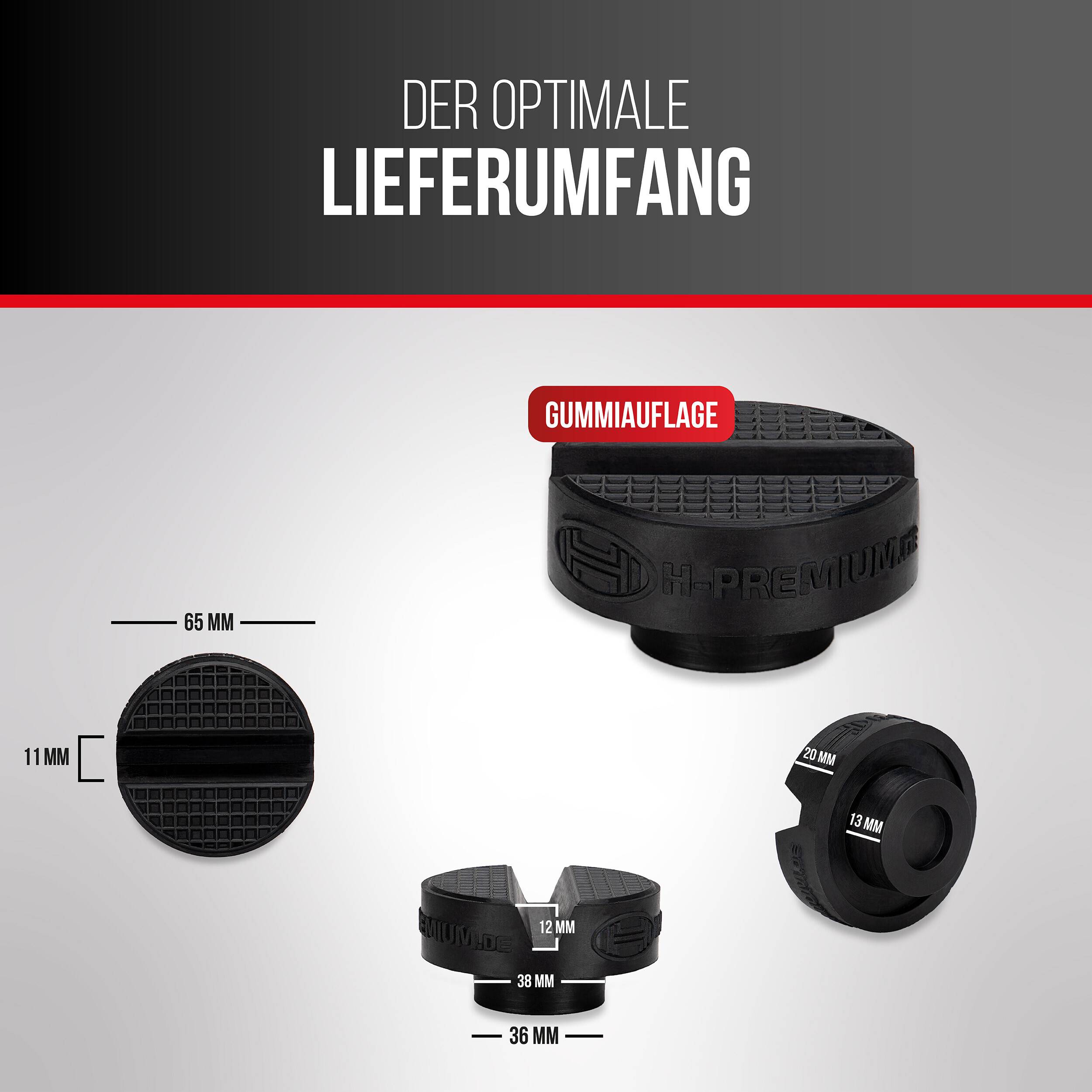 HEYNER® Gummiauflage Wagenheber I TrolleyPad PRO, rund, mit Schlitz für Schwellerfalz, rutschfest, lackschonend, Öl- und