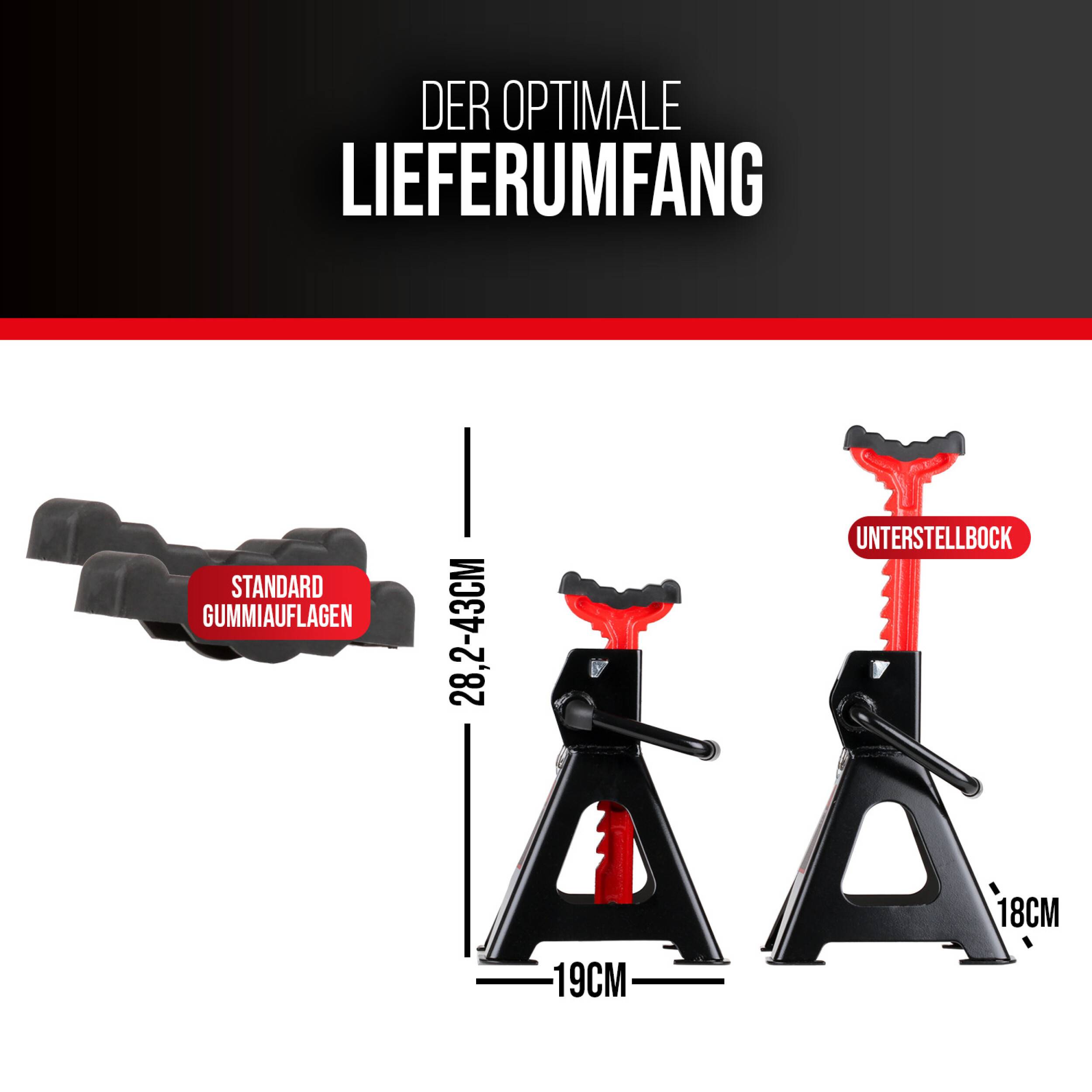 HEYNER® Unterstellbock TÜV/GS, Stützbock, Stützfuß, höhenverstellbar, Stahl 2000kg Traglast, 2er Set
