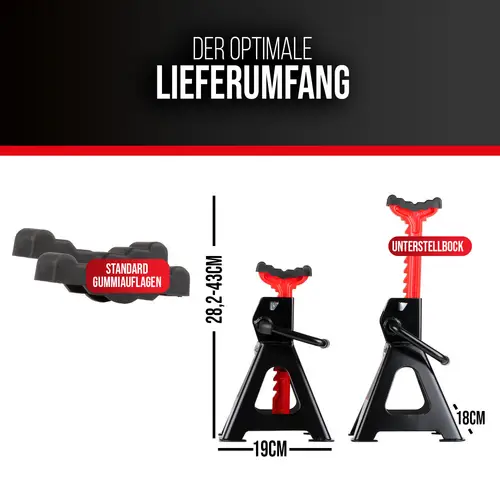 HEYNER® Unterstellbock TÜV/GS, Stützbock, Stützfuß, höhenverstellbar, Stahl 2000kg Traglast, 2er Set HEYNER® Unterstellbock TÜV/GS, Stützbock, Stützfuß, höhenverstellbar, Stahl 2000kg Traglast, 2er Set