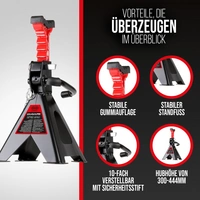 HEYNER® Unterstellbock TÜV/GS, Stützbock, Stützfuß, höhenverstellbar, Stahl 3000kg Traglast, 2er Set HEYNER® Unterstellbock TÜV/GS, Stützbock, Stützfuß, höhenverstellbar, Stahl 3000kg Traglast, 2er Set