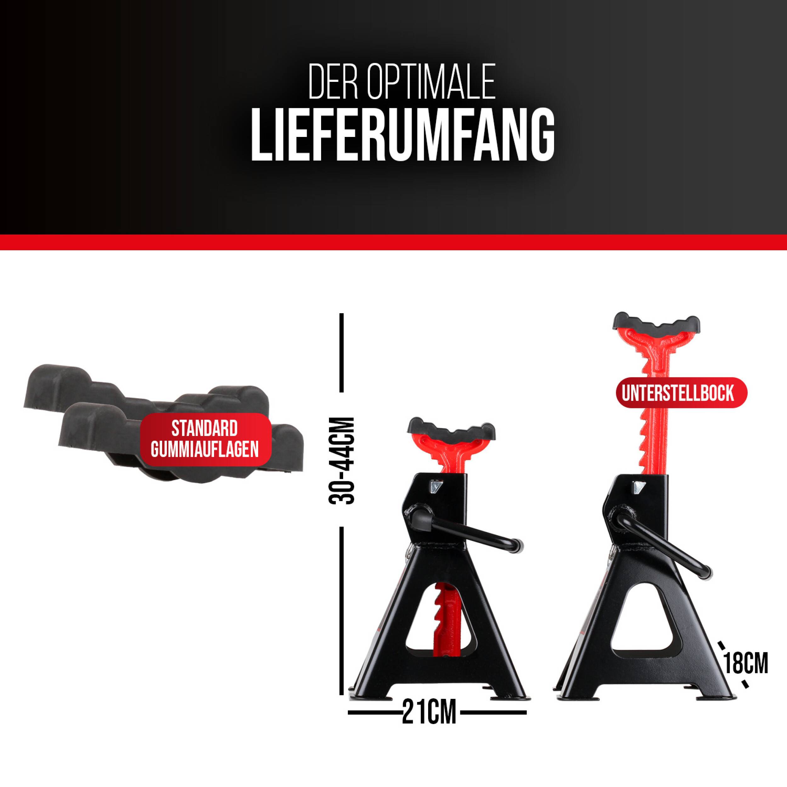 HEYNER® Unterstellbock TÜV/GS, Stützbock, Stützfuß, höhenverstellbar, Stahl 3000kg Traglast, 2er Set
