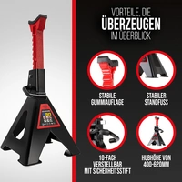 HEYNER® Unterstellbock TÜV/GS, Stützbock, Stützfuß, höhenverstellbar, Stahl 6000kg Traglast, 2er Set HEYNER® Unterstellbock TÜV/GS, Stützbock, Stützfuß, höhenverstellbar, Stahl 6000kg Traglast, 2er Set