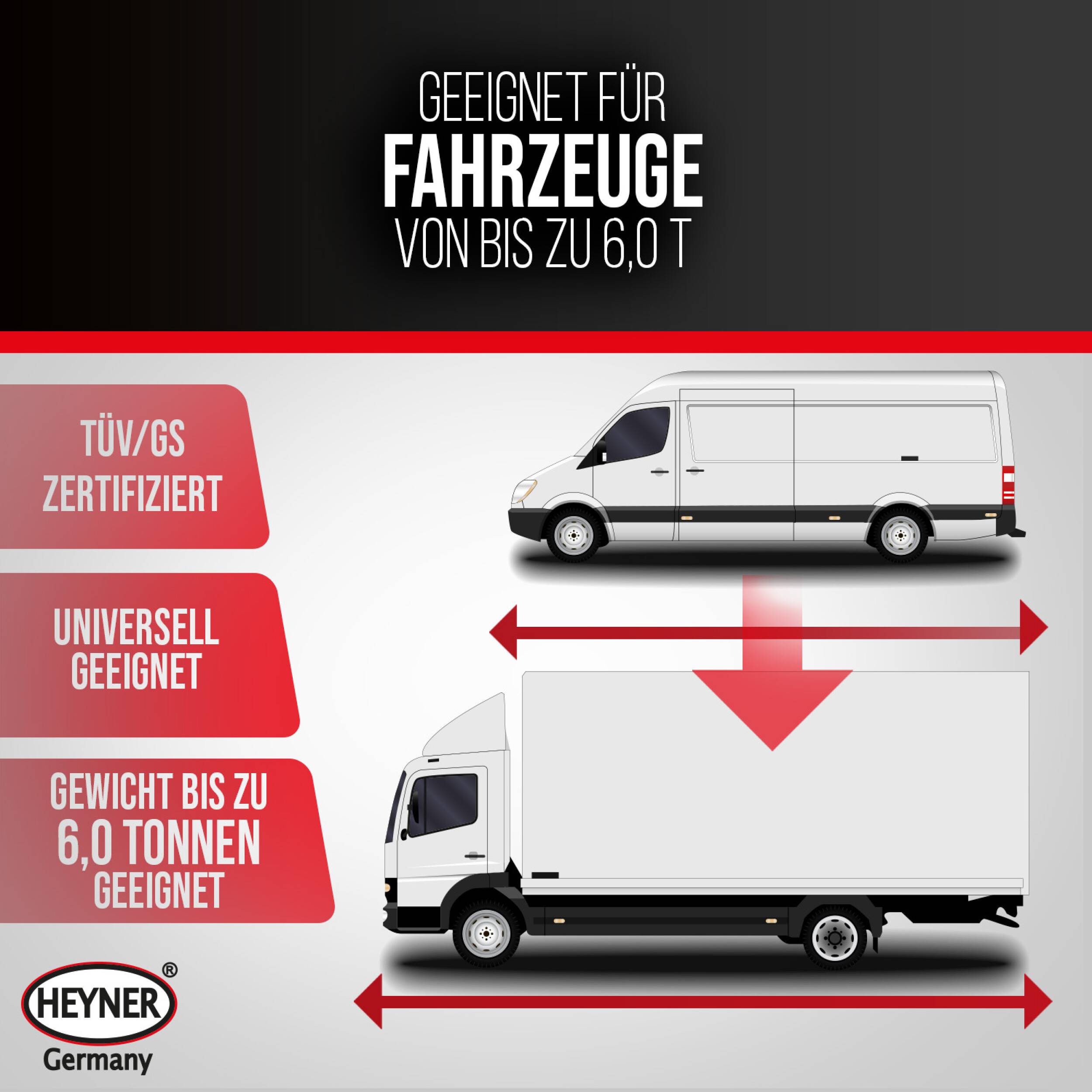 HEYNER® Unterstellbock TÜV/GS, Stützbock, Stützfuß, höhenverstellbar, Stahl 6000kg Traglast, 2er Set