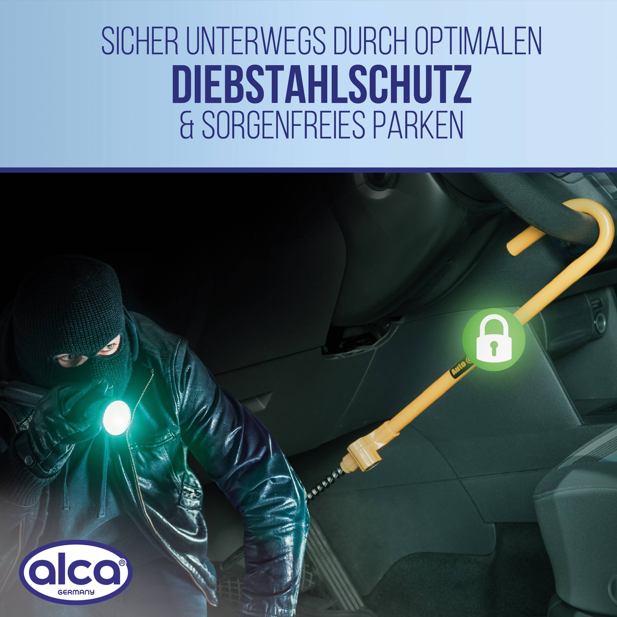 alca® Lenkradschloss Kupplungsschloss + Tasche + 3 Sicherheitsschlüssel I