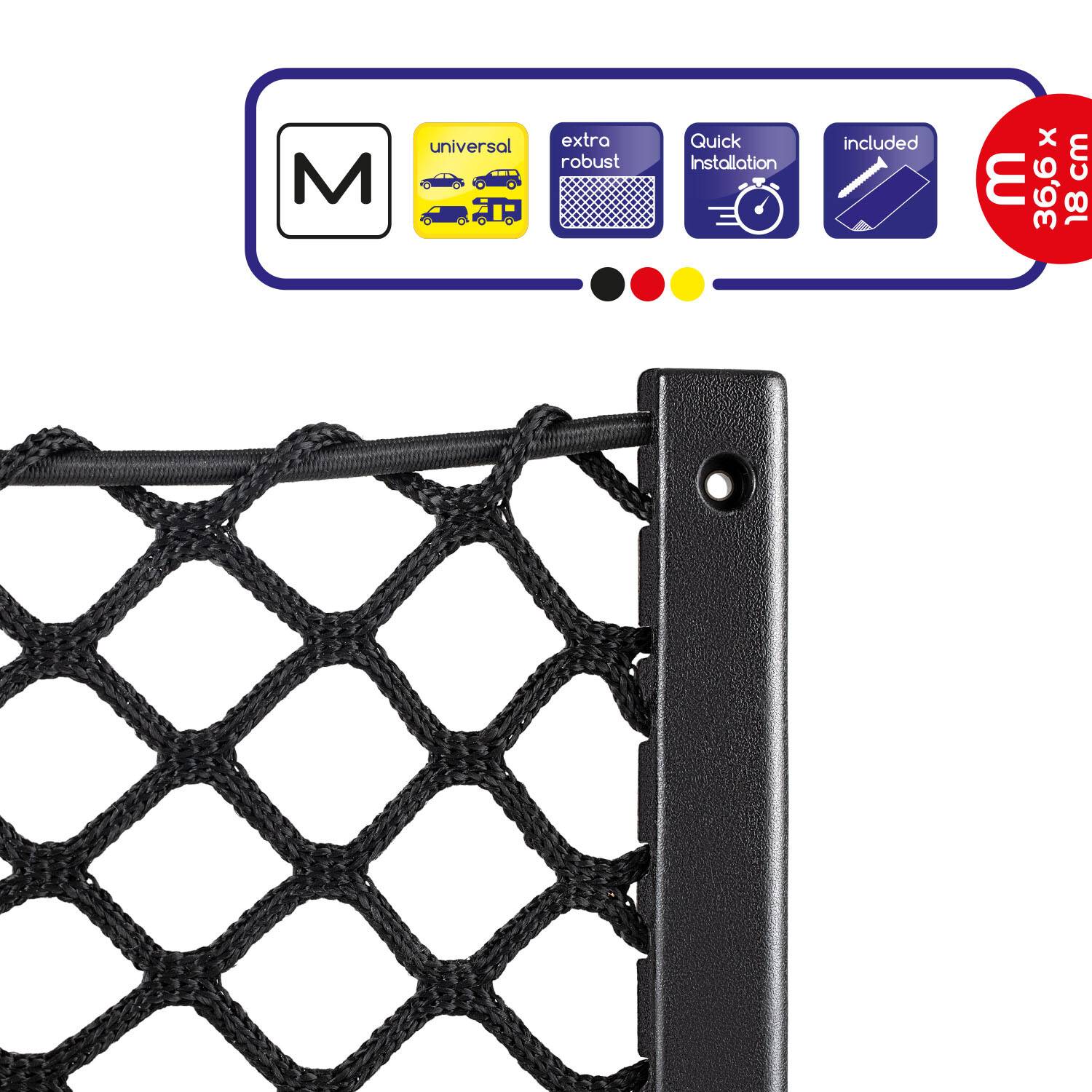 alca® Ablagenetz M für Camping und Auto Innenraum Universal 36,6 x 18 cm Extra stabiler Kunststoffrahmen, Reißfestes