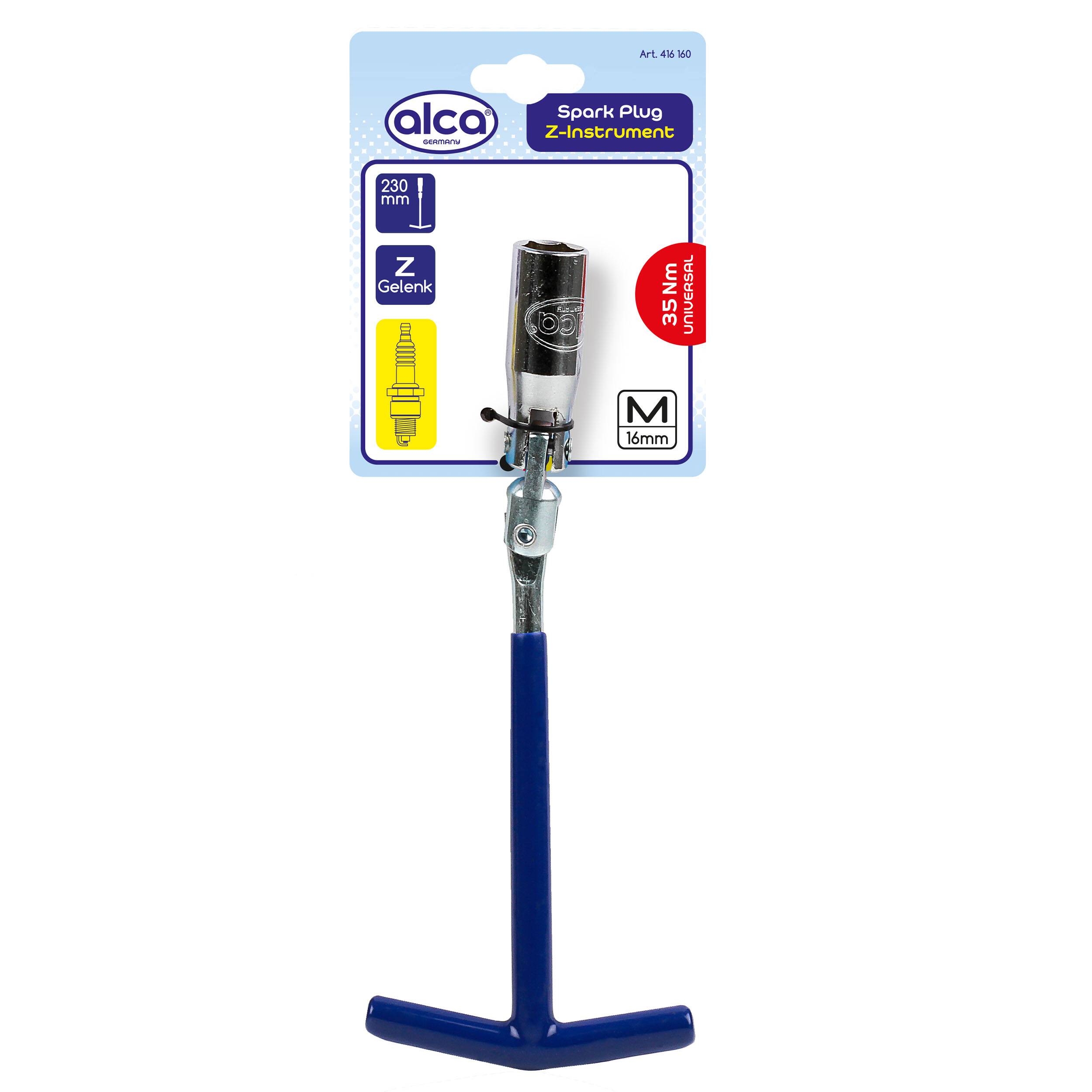 alca® Zündkerzenschlüssel 16 mm mit T-Griff Z-Gelenk Universal Zündkerzenentferner Zündkerzensteckschlüssel Werkzeug für