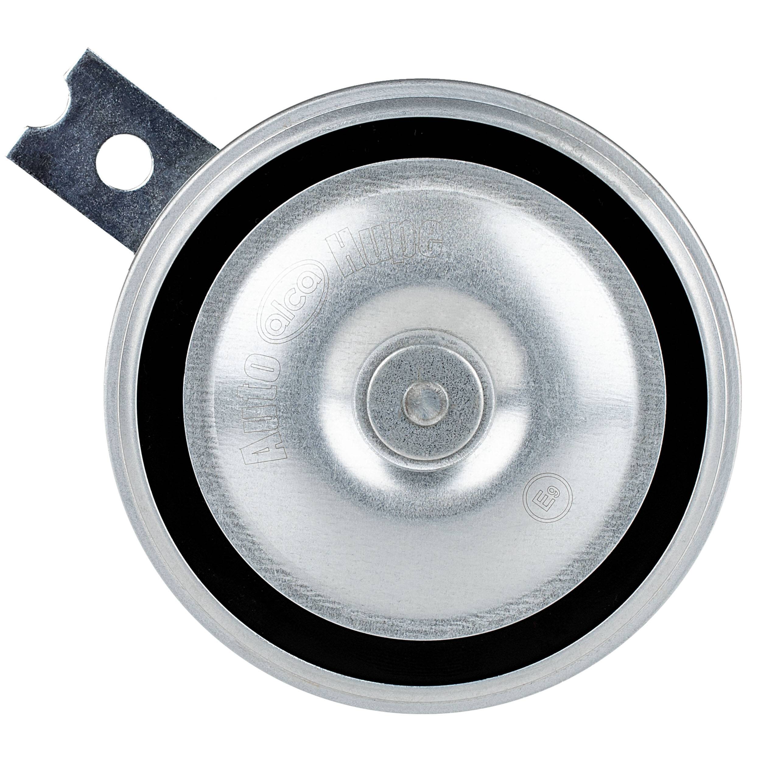 alca® Hupe Signalhorn 100 mm 12 V elektrisch 440 Hz Hochtöne 112 dB laut silberne Farbe universell für viel Fahrzeuge