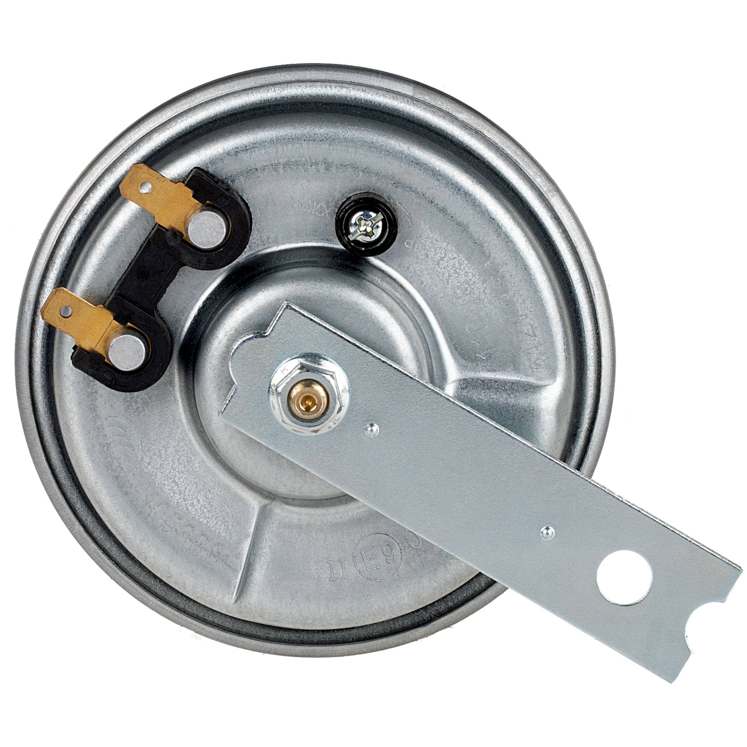 alca® Hupe Signalhorn 100 mm 12 V elektrisch 440 Hz Hochtöne 112 dB laut silberne Farbe universell für viel Fahrzeuge