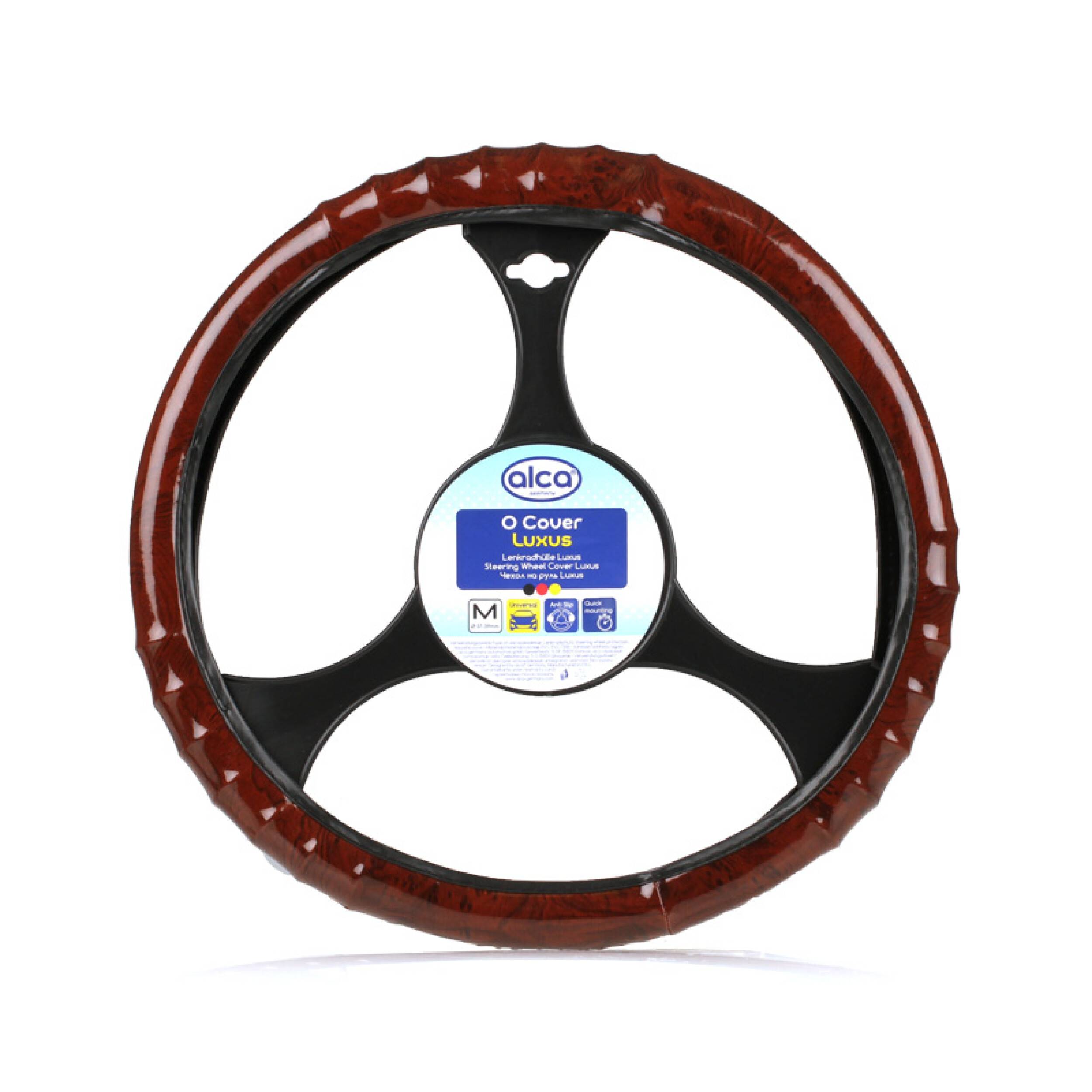 alca® Auto Lenkradhülle Luxus Holzoptik 37-39 cm Lenkradschoner rotbraun Universal weich Holzmaserung Wurzelholz Litschi