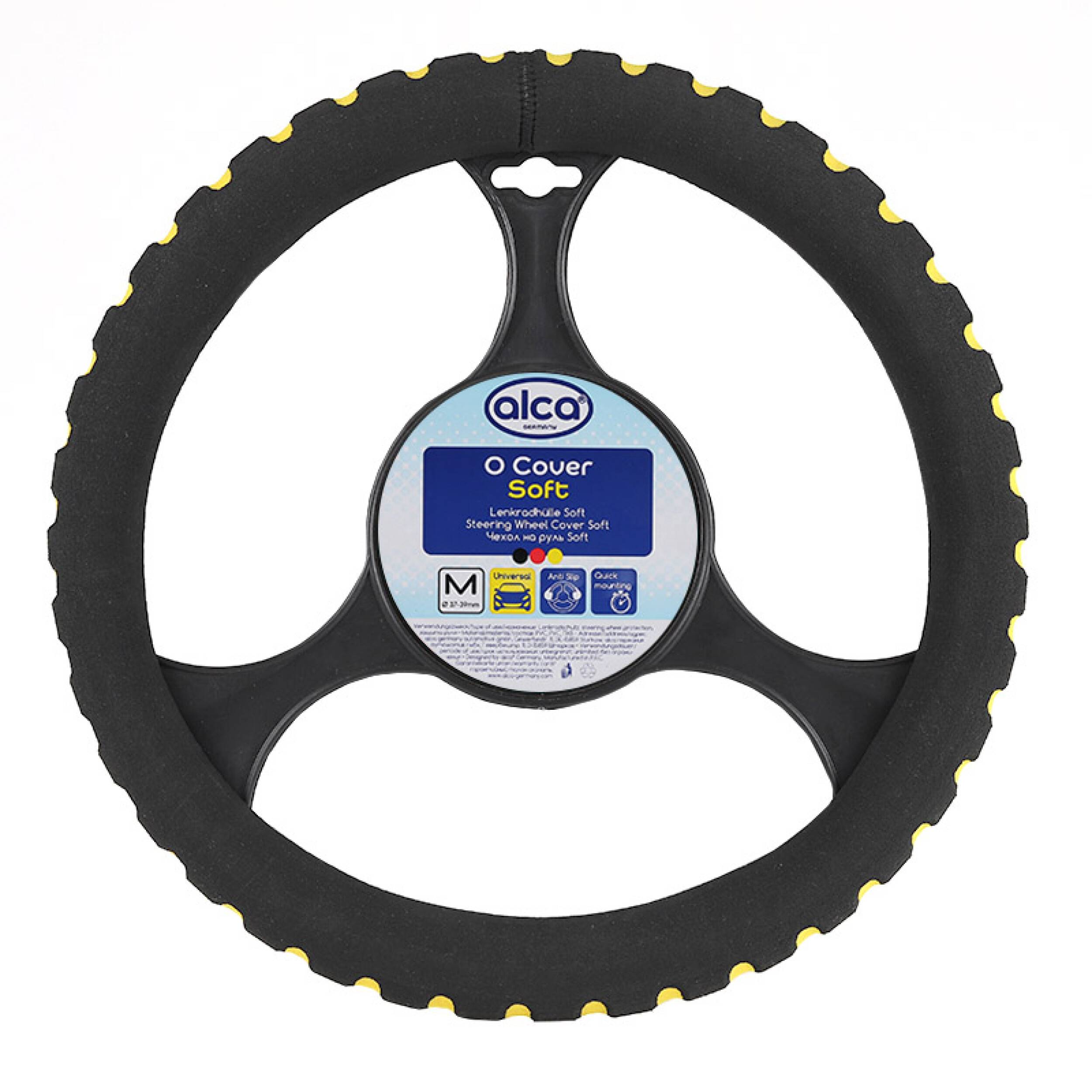 alca® Lenkradhülle SOFT gelb 37-39 cm weicher Schaumstoff Universal Auto Lenkradbezug Lenkradschutz langlebig