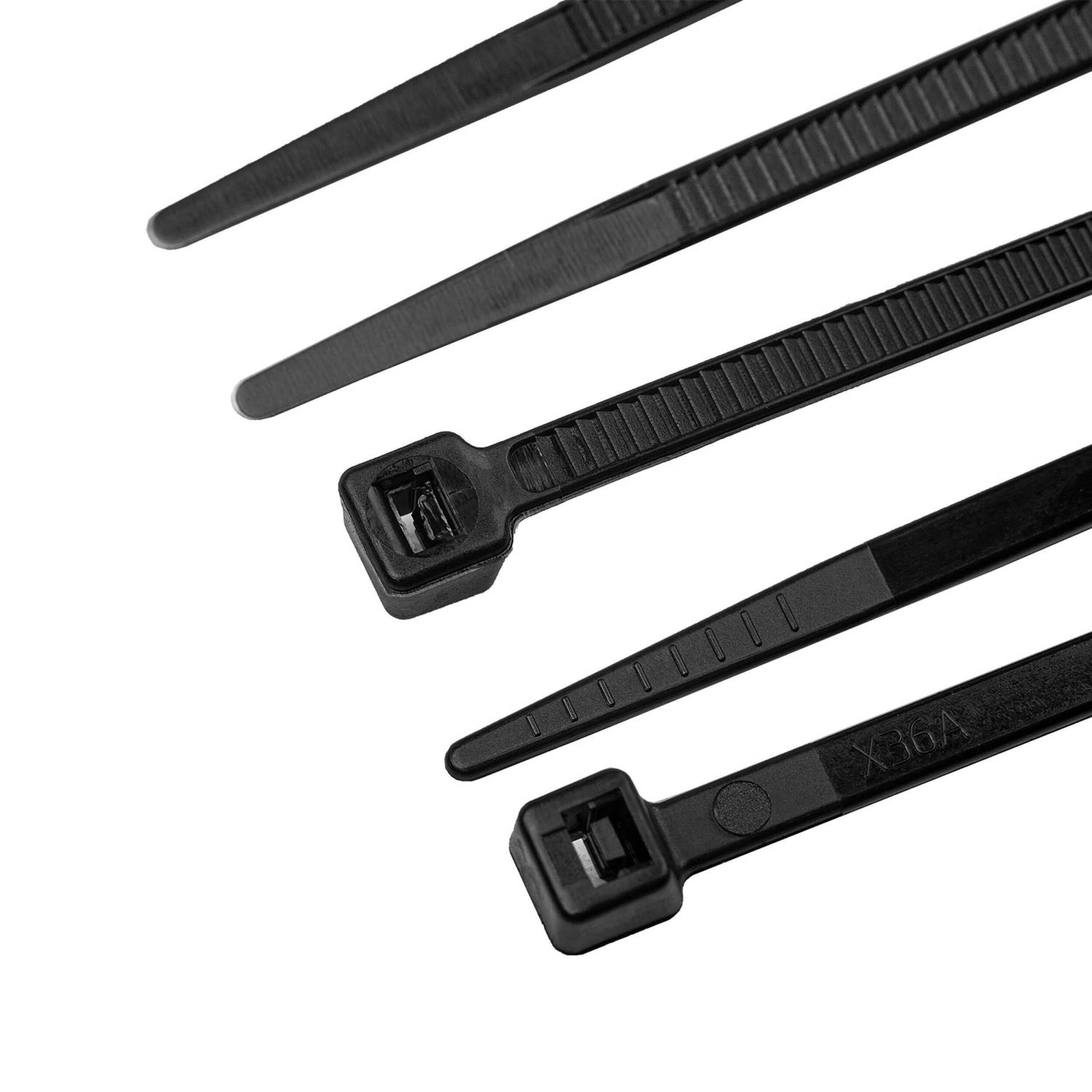 alca® Kabelbinder 4,8*350mm 50 St. schwarz 22 kg Zugfestigkeit UV-beständig für Innen- und Außen Kabelbefestigung Nylon