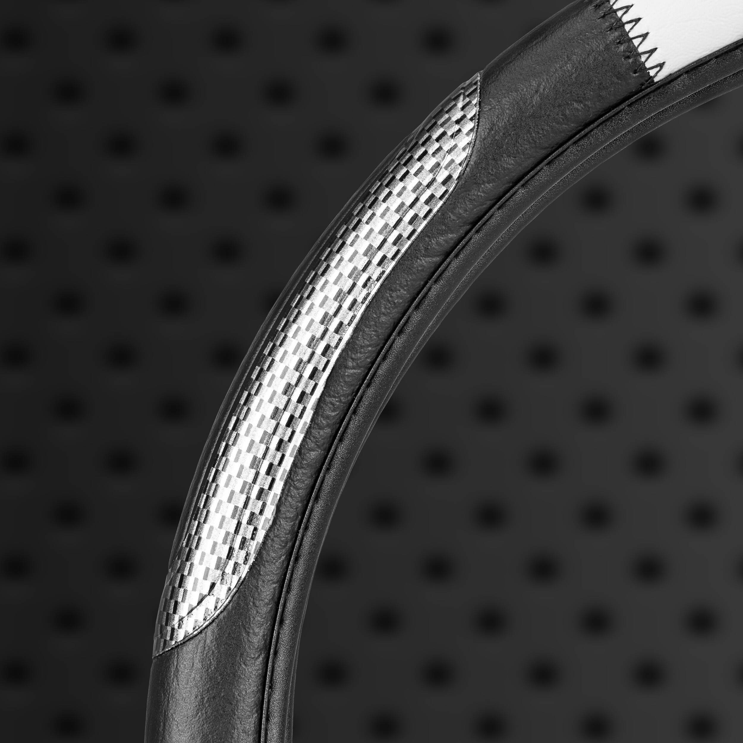 alca® Auto Lenkradhülle Luxus grau/schwarz 37-39 cm sportlich Lenkradschoner creme-farben schwarz weiches Leder