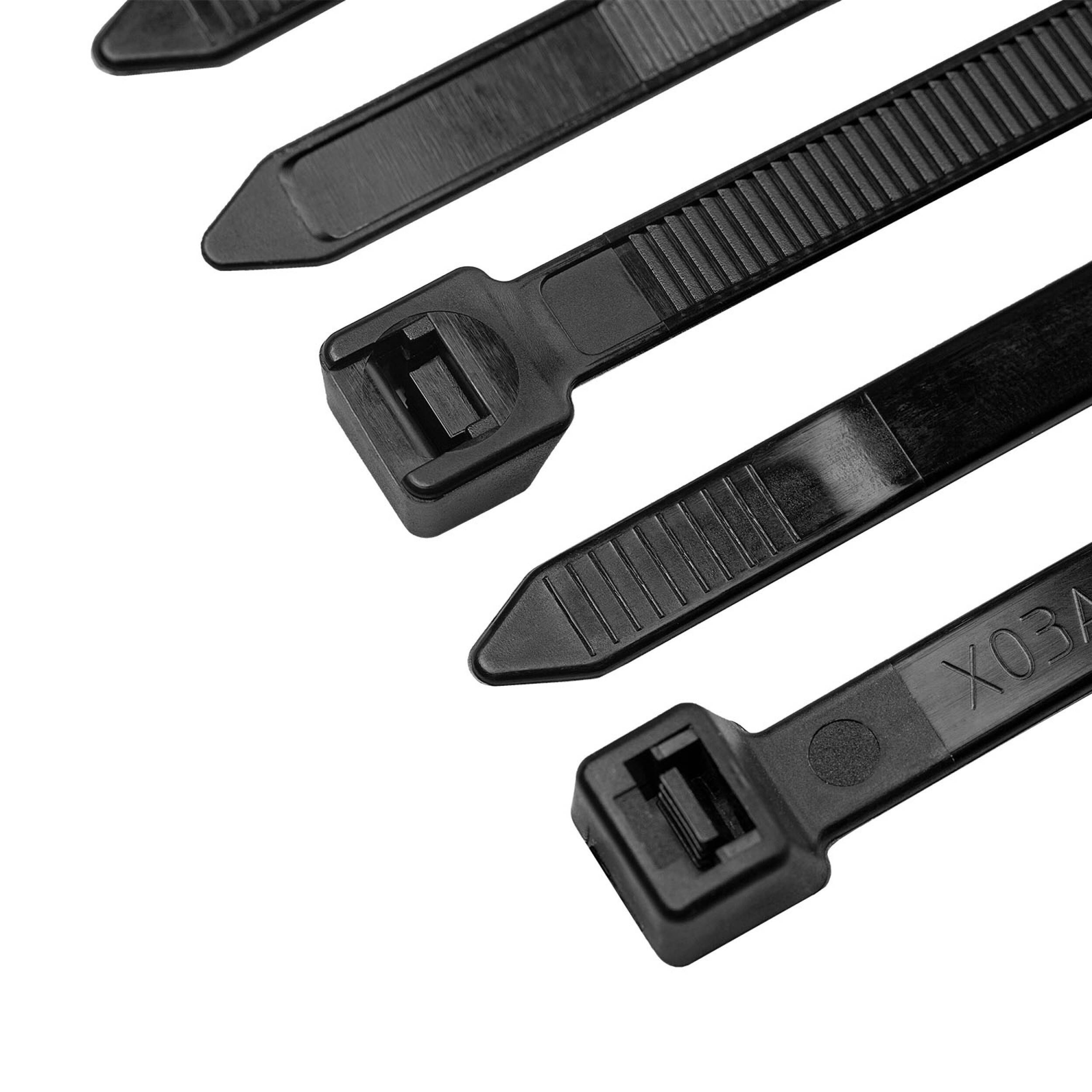 alca® Kabelbinder 7,2*350mm 50 St. schwarz 55 kg Zugfestigkeit UV-beständig für Innen- und Außen Kabelbefestigung Nylon