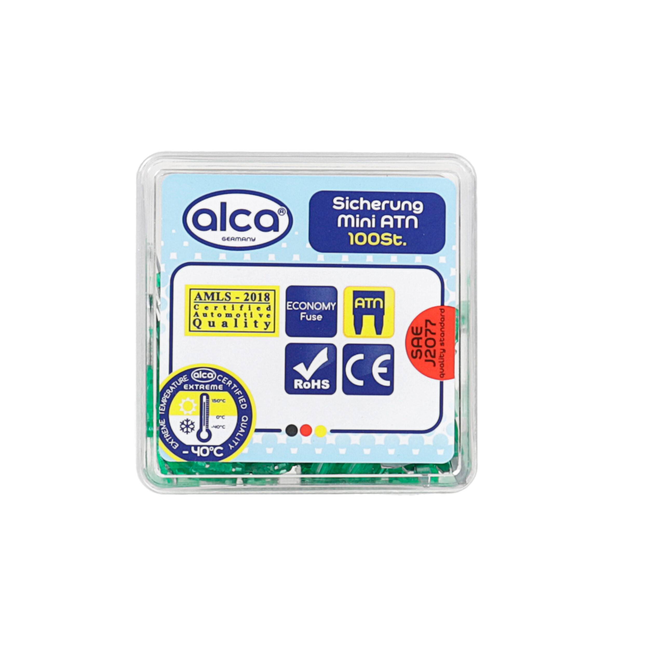 alca® Mini-Sicherungen 30A; 100 St. Economy Box 32 V grün Mini Flachsicherung Stecksicherung für Fahrzeuge Auto Motorrad