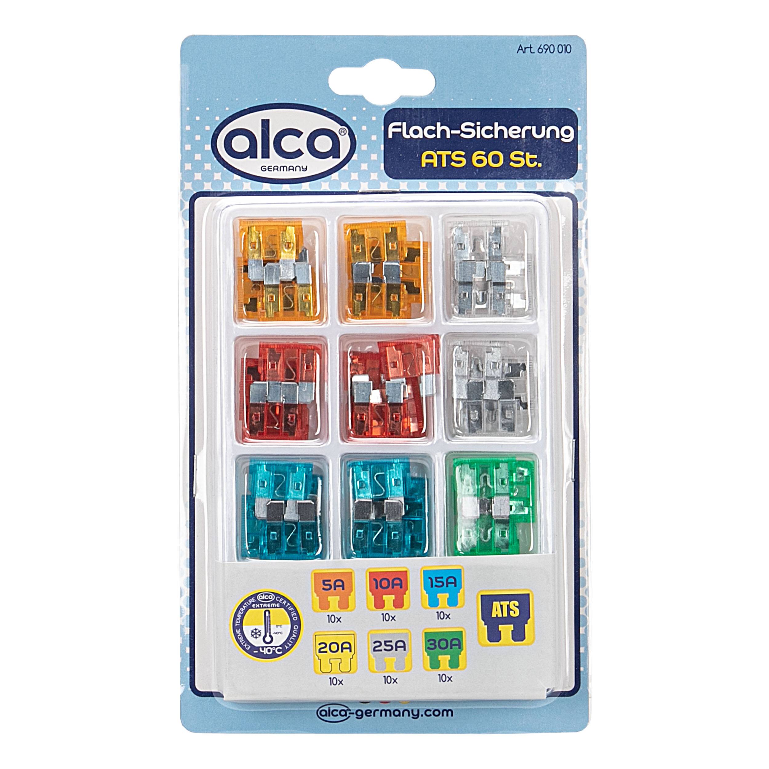 alca® Flachsicherungen-Set 5-30 A zu 60 St. in einer Box für Fahrzeuge