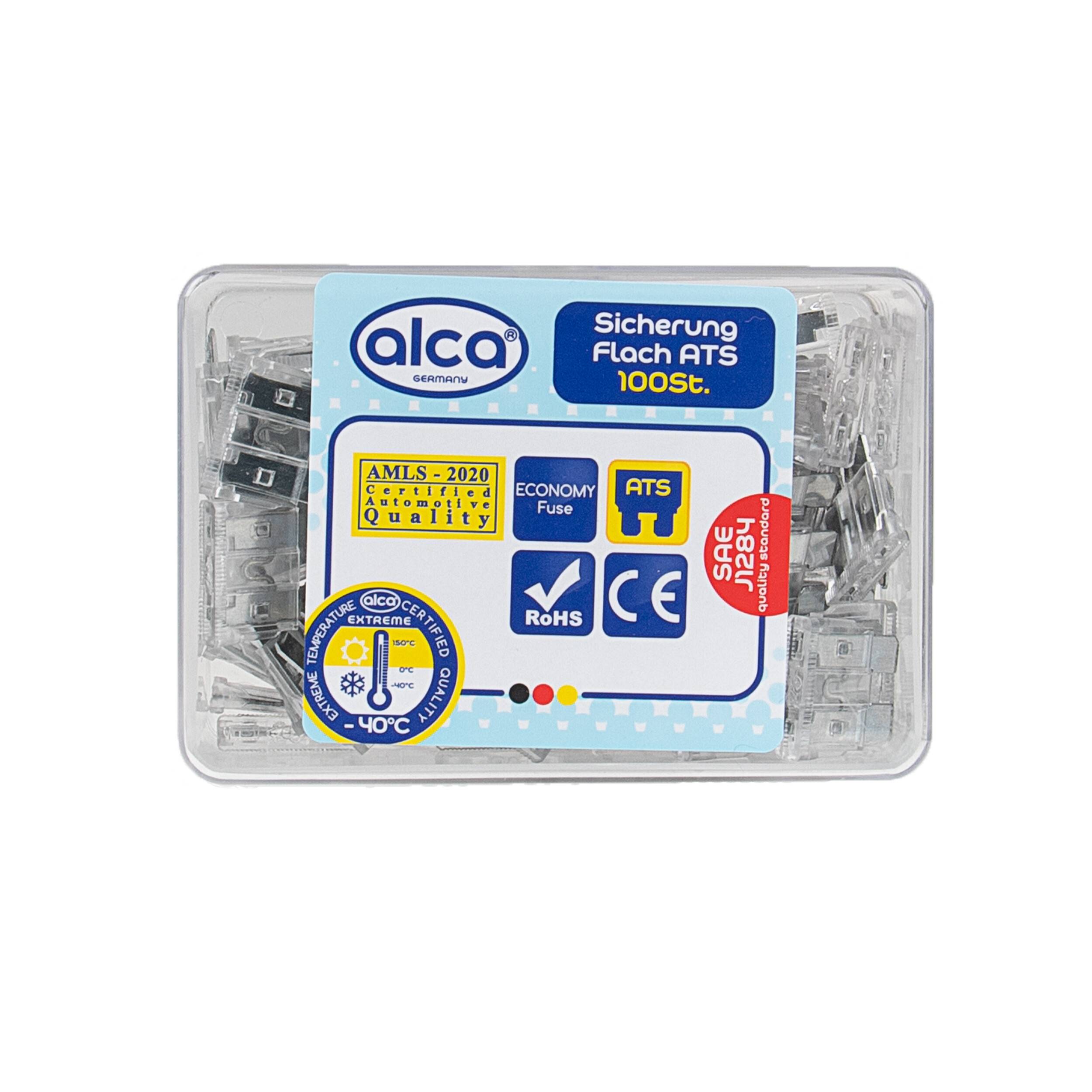 alca® Flach-Sicherungen 25 A; 100 St. Economy Box transparent Auto Flachsicherungen Schmelzsicherung für Caravan Traktor