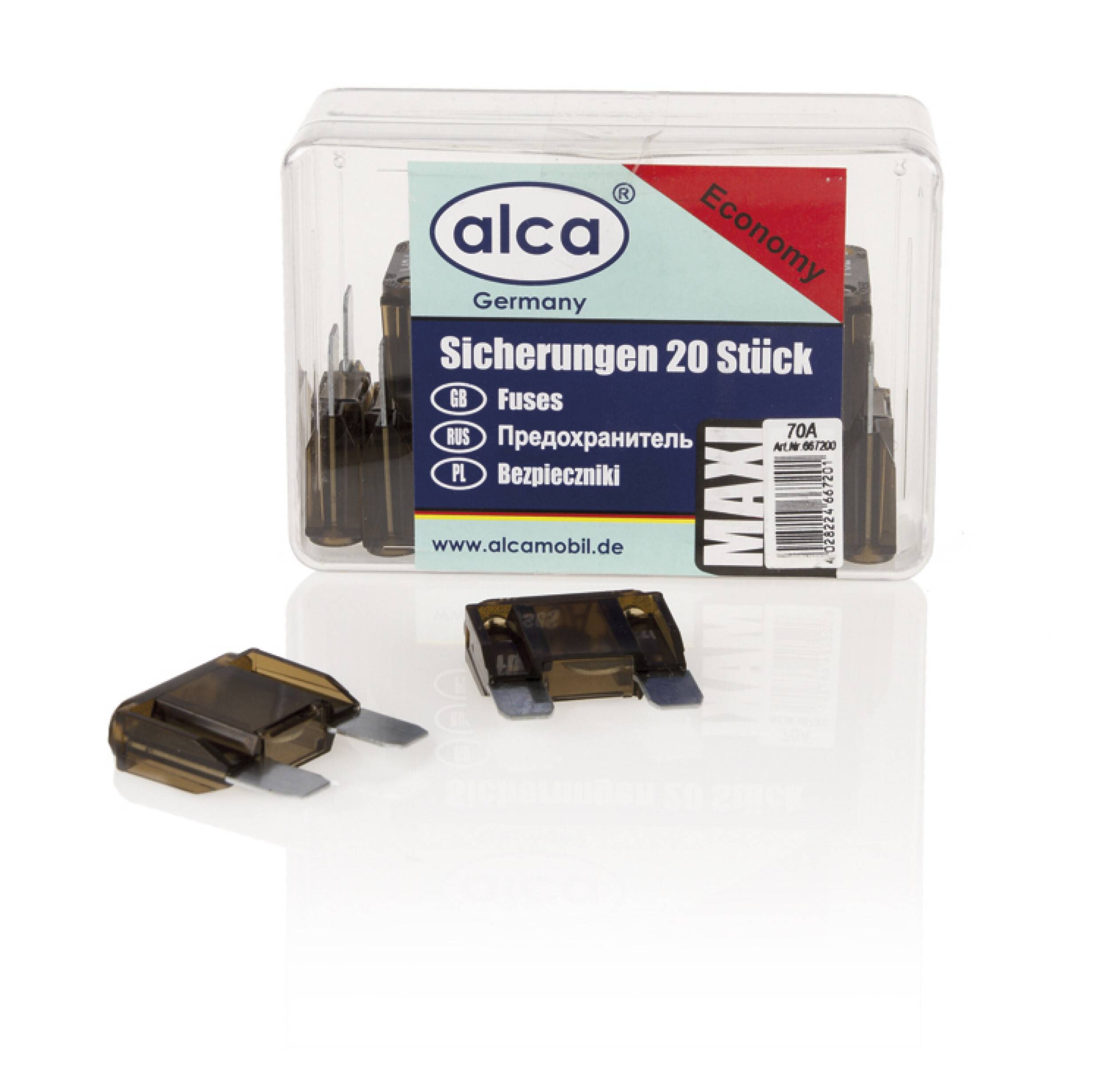 alca® Maxi-Sicherung 70A; 20 St. Economy Box 32 V Farbe - braun Maxi Flachsicherung für Fahrzeuge LKW Bus
